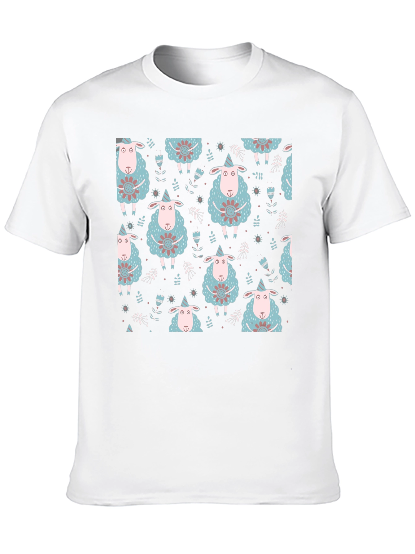 Sheep Patterned Black T-Shirt