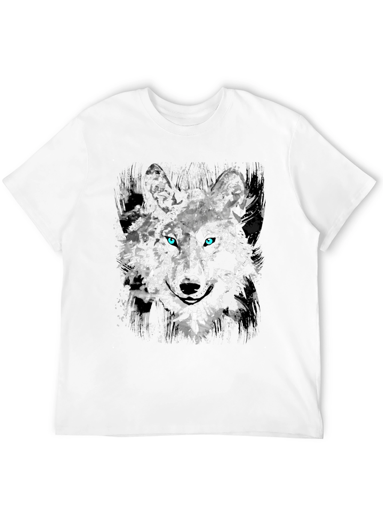 Abstract Wolf Graphic Black T-Shirt