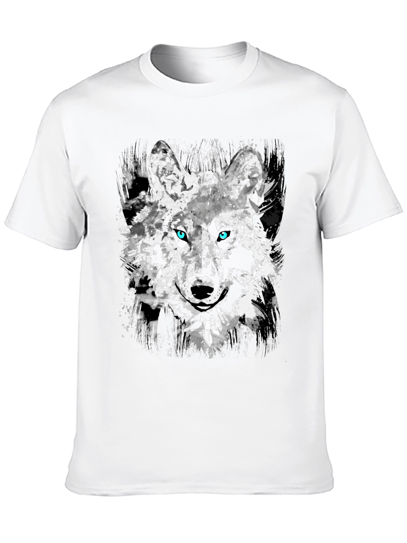 Abstract Wolf Graphic Black T-Shirt