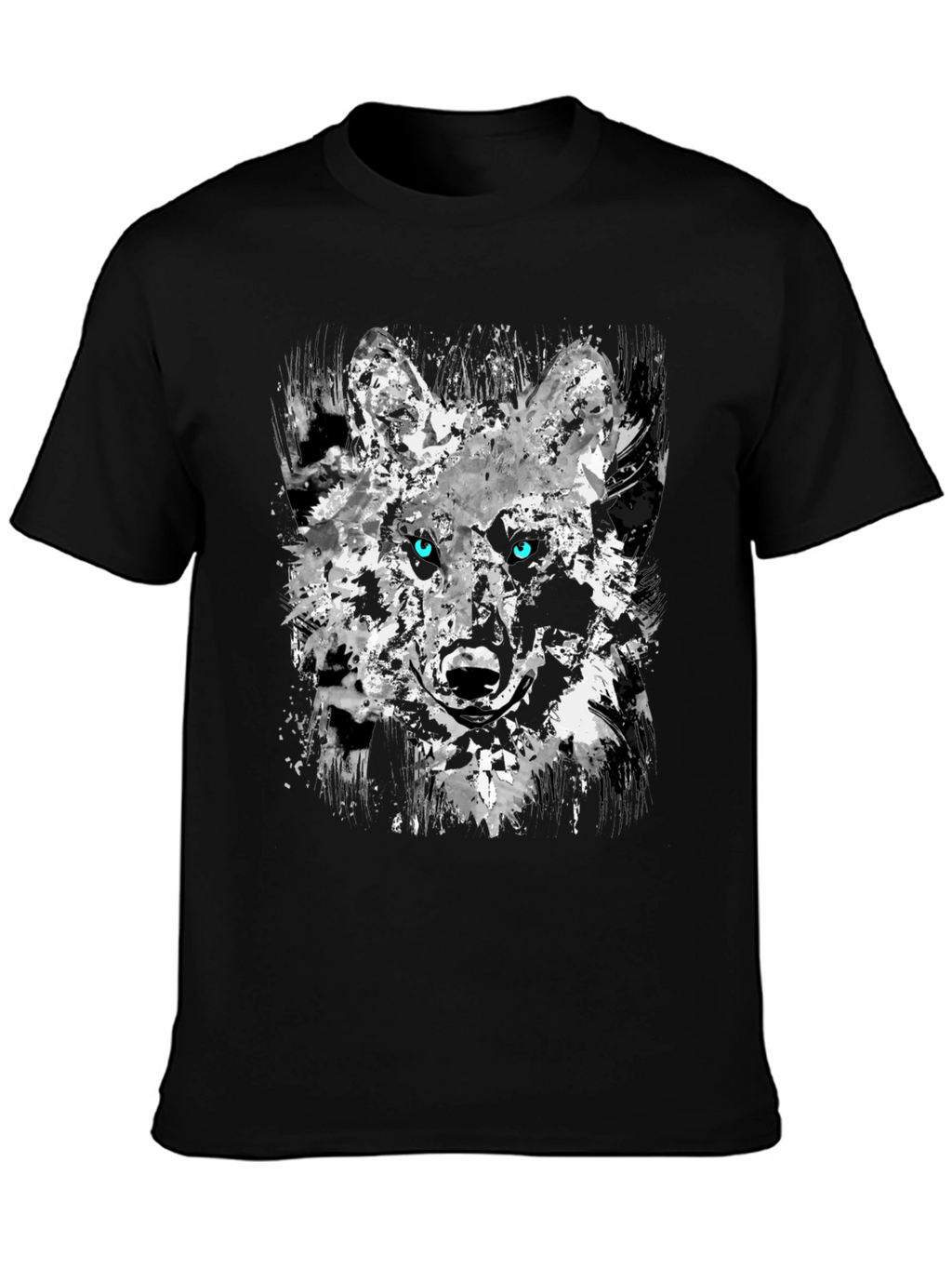Abstract Wolf Graphic Black T-Shirt