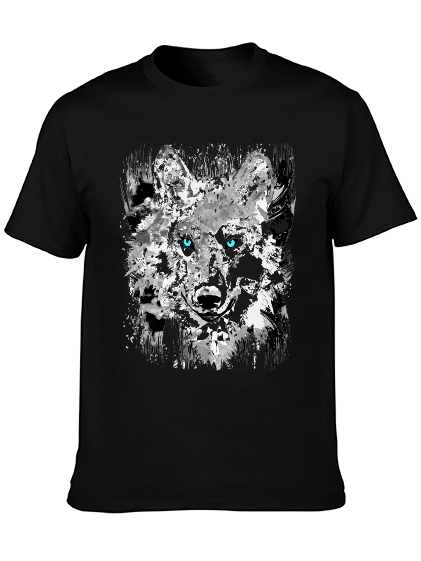 Abstract Wolf Graphic Black T-Shirt