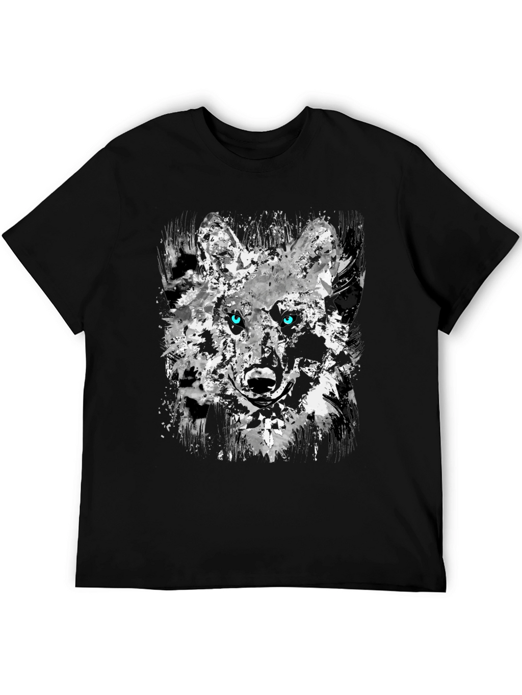Abstract Wolf Graphic Black T-Shirt