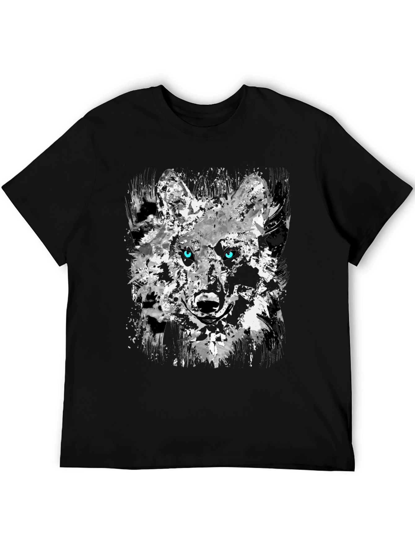 Abstract Wolf Graphic Black T-Shirt