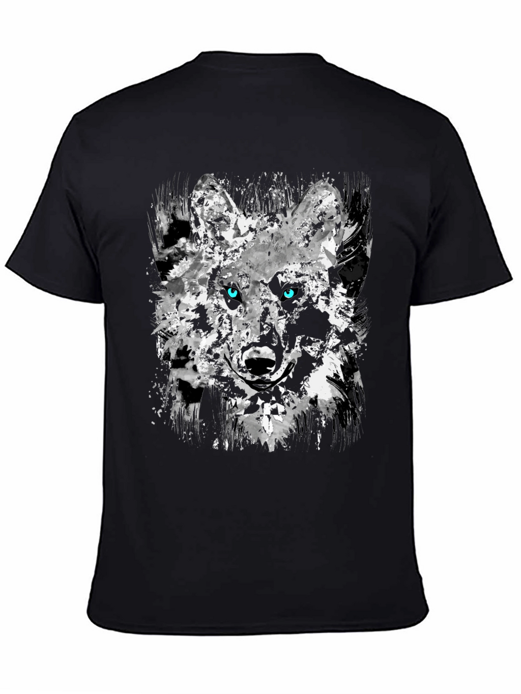 Abstract Wolf Graphic Black T-Shirt