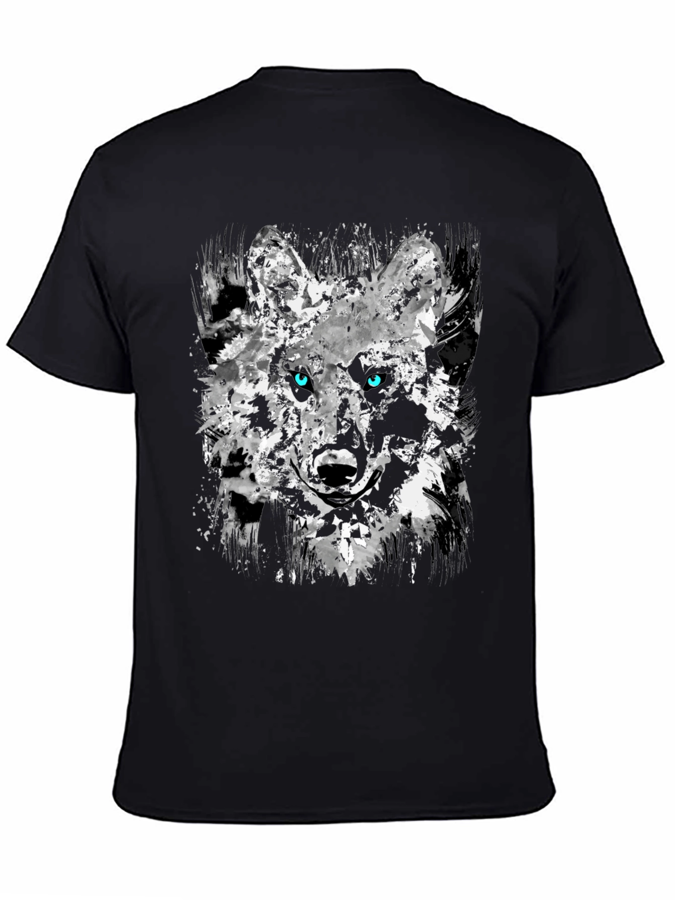 Abstract Wolf Graphic Black T-Shirt