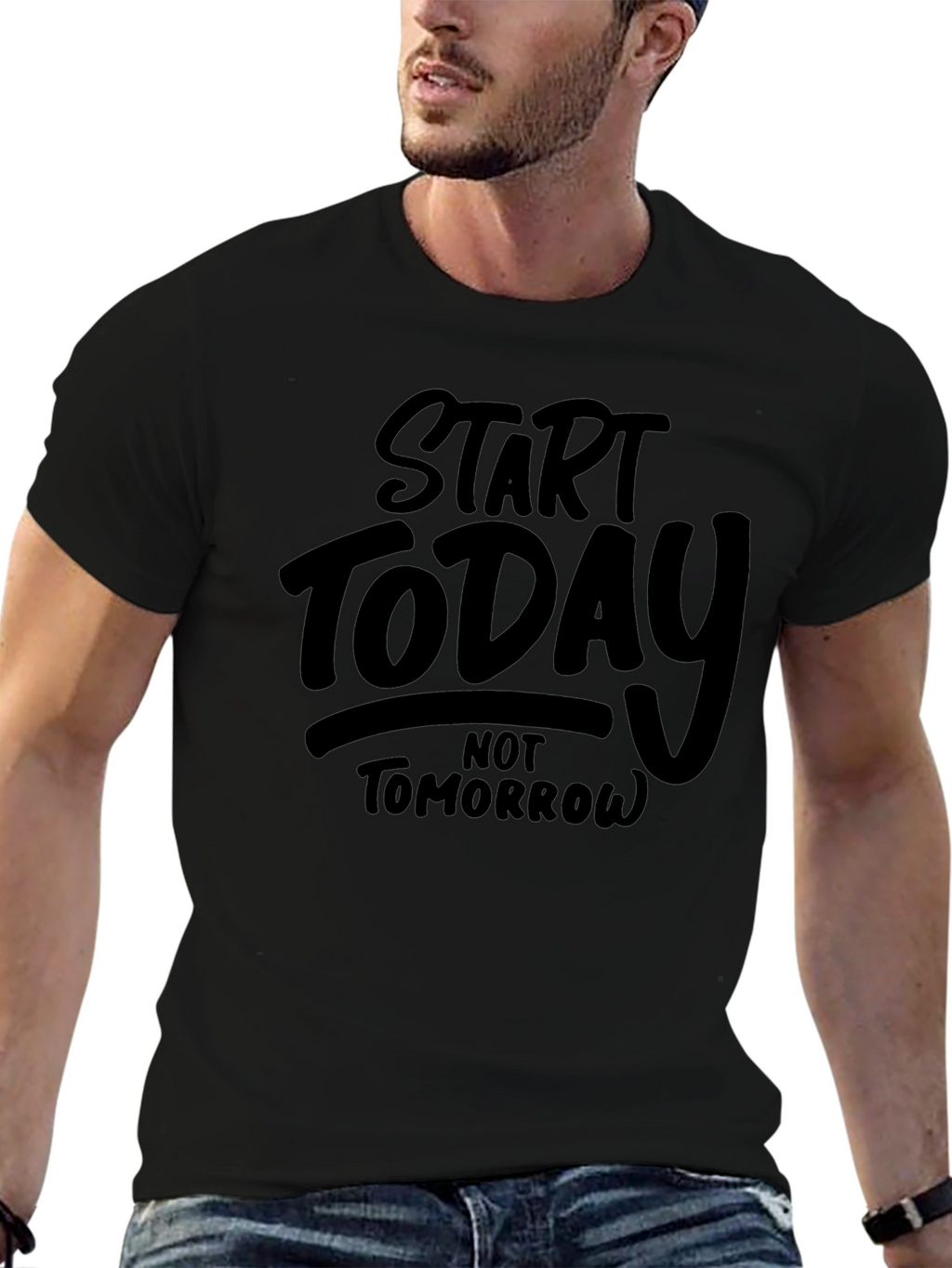 Start Today Graphic Tee - Motivational Black T-Shirt