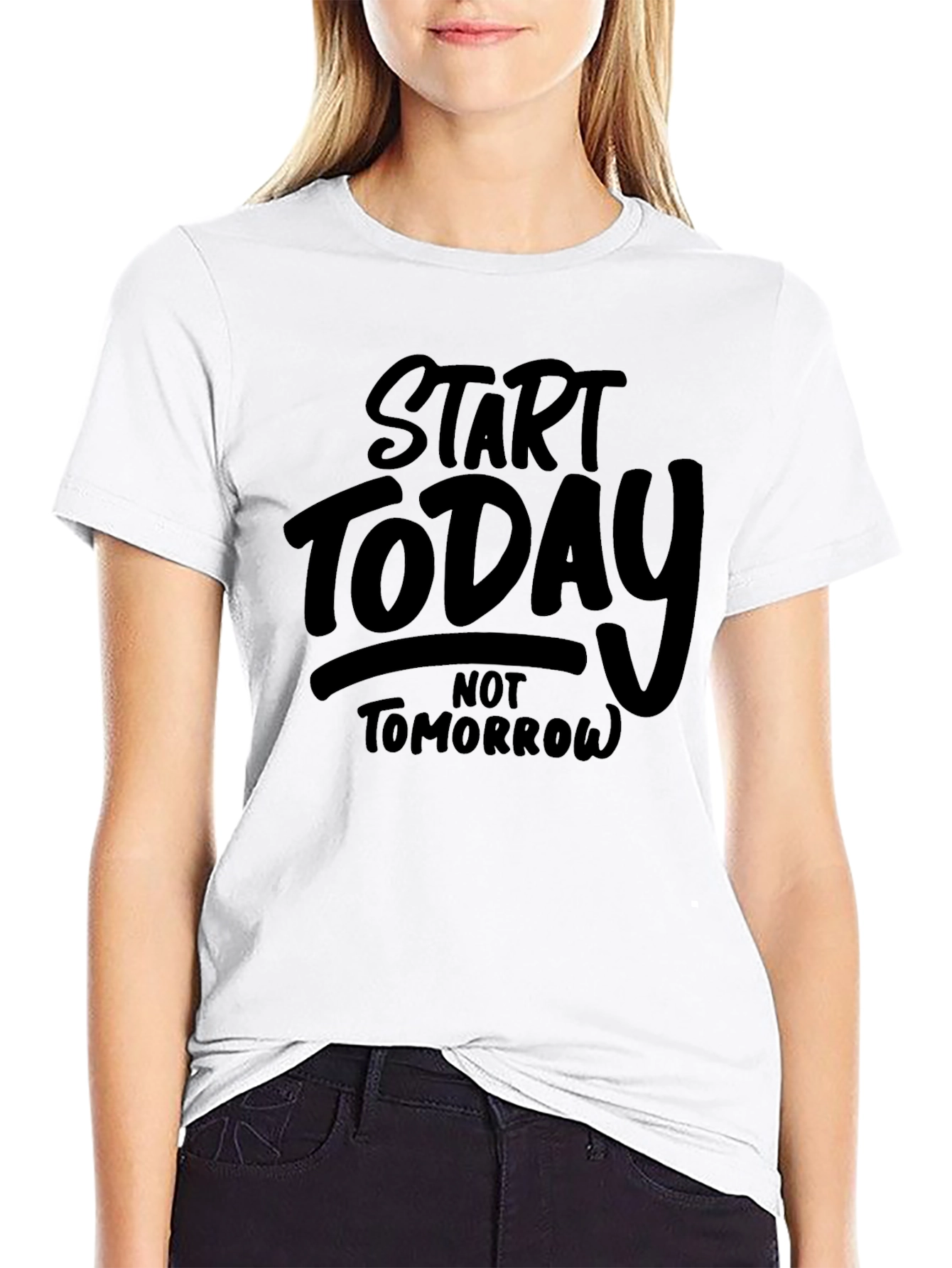 Start Today Graphic Tee - Motivational Black T-Shirt