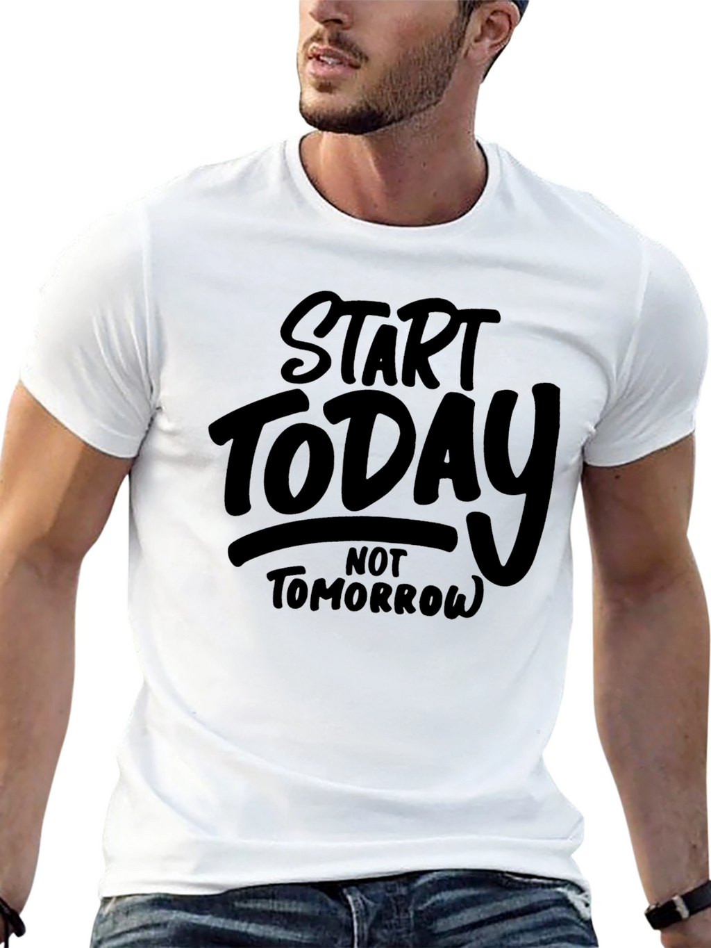 Start Today Graphic Tee - Motivational Black T-Shirt