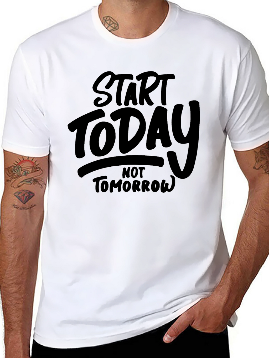 Start Today Graphic Tee - Motivational Black T-Shirt