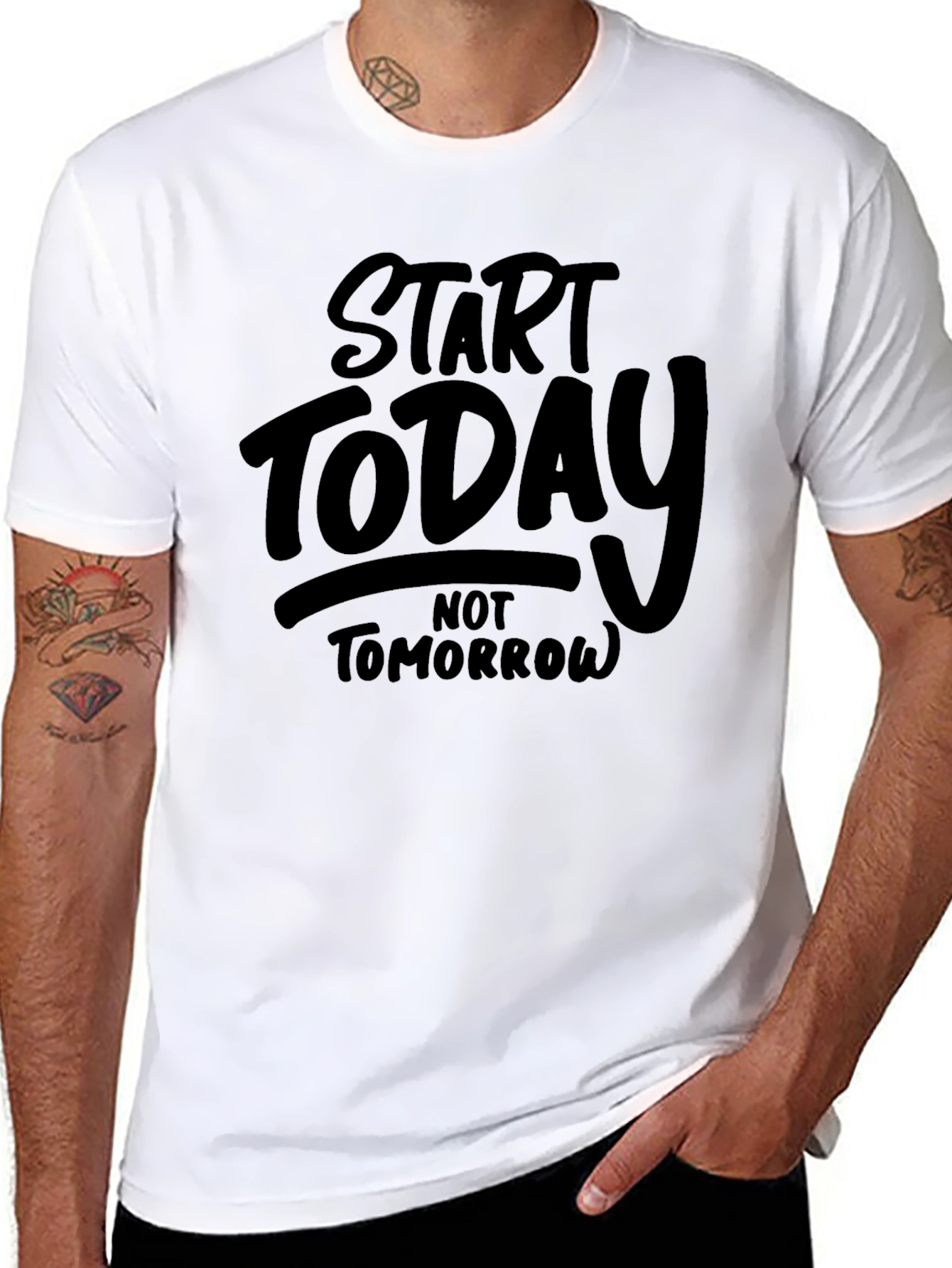 Start Today Graphic Tee - Motivational Black T-Shirt