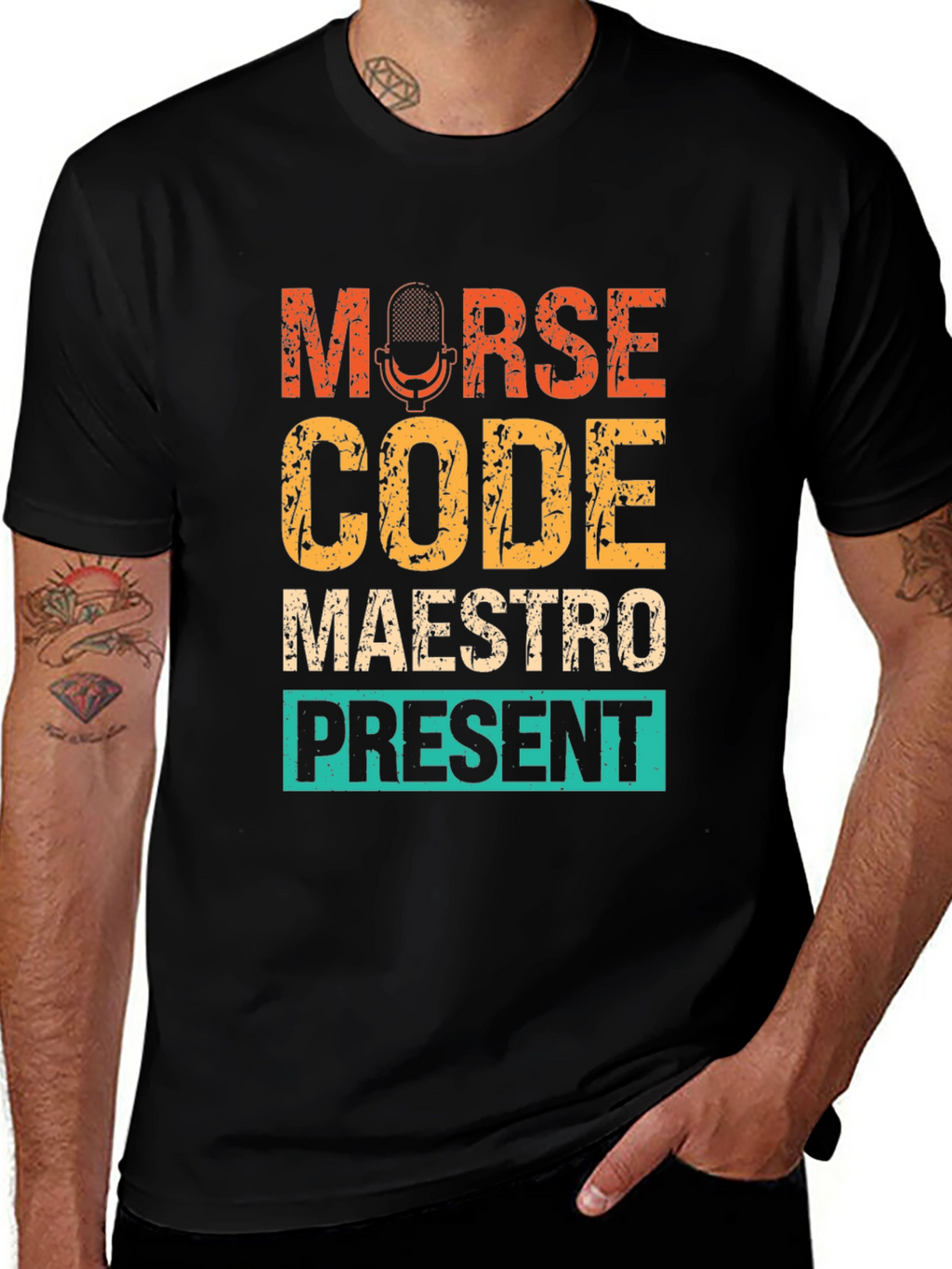 Morse Code Maestro Present T-Shirt - Black