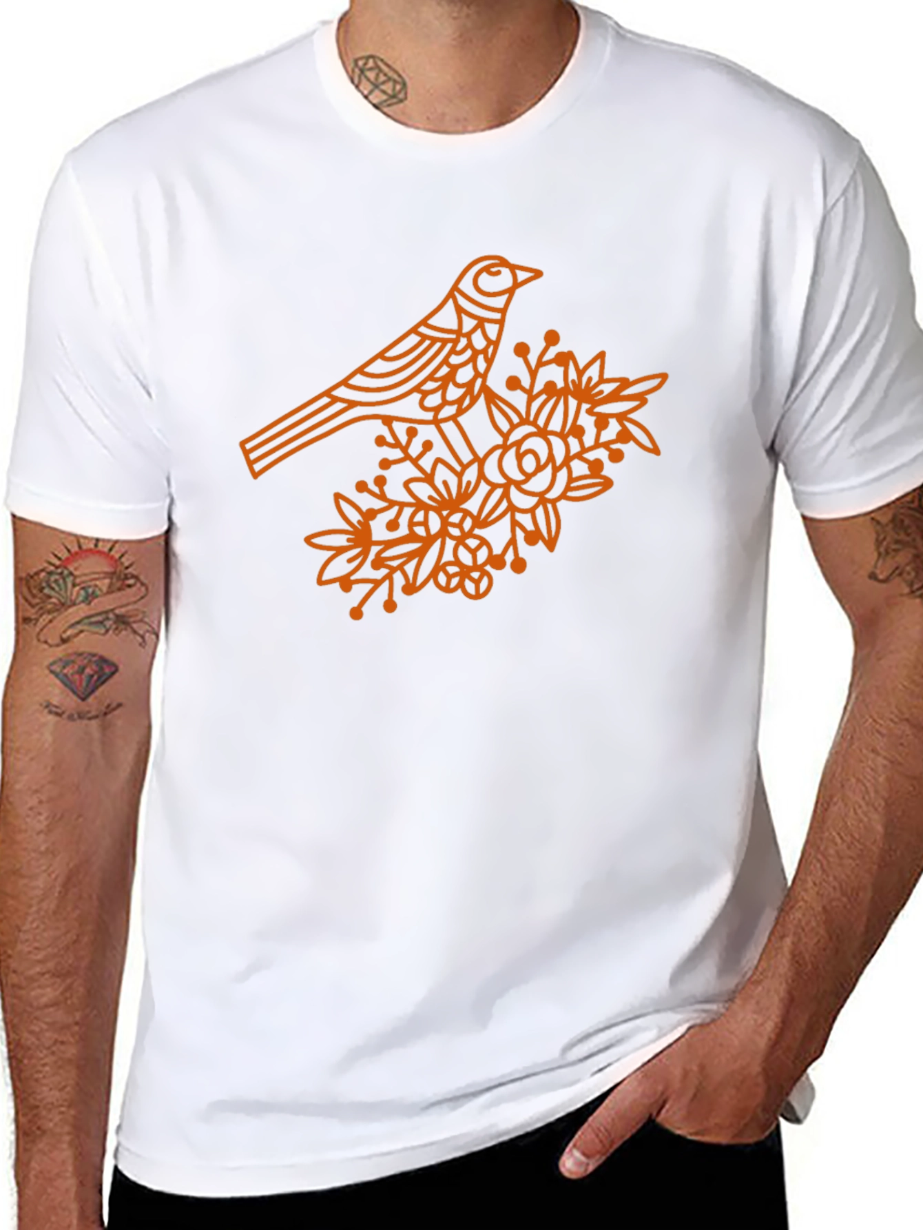 Bird & Floral Print Tee