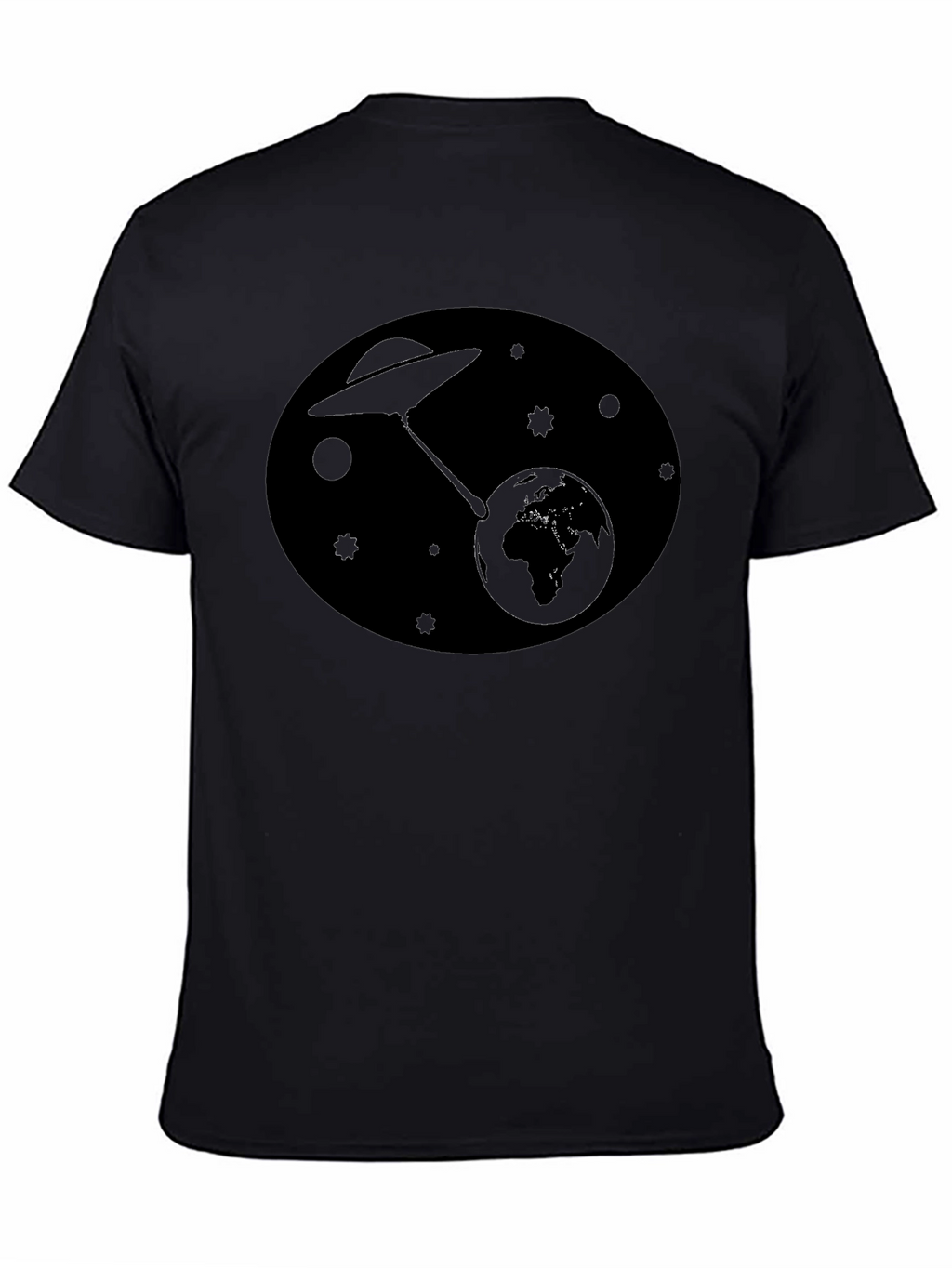 UFO Abduction Earth Graphic T-Shirt - Black