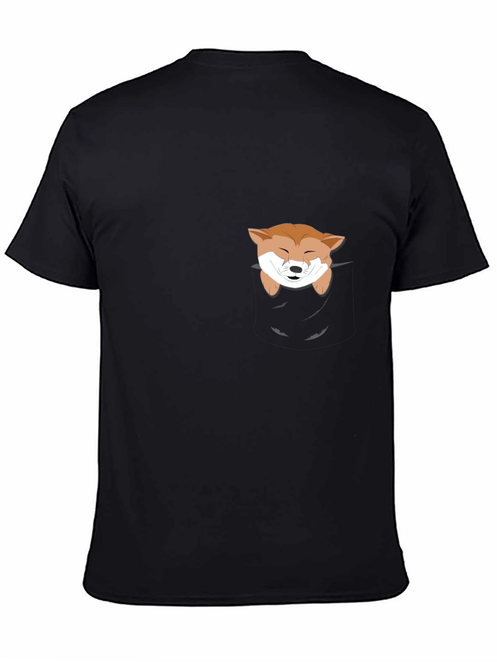 Cute Shiba Inu Pocket T-Shirt - Black