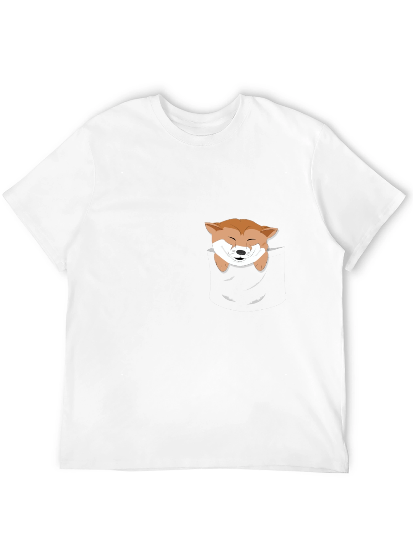 Cute Shiba Inu Pocket T-Shirt - Black