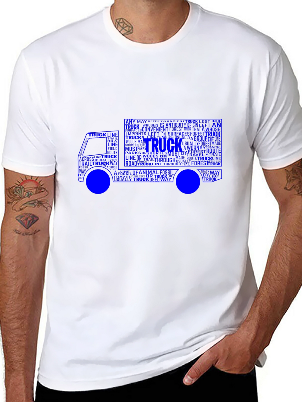 Truck Word Art Graphic T-Shirt - Black