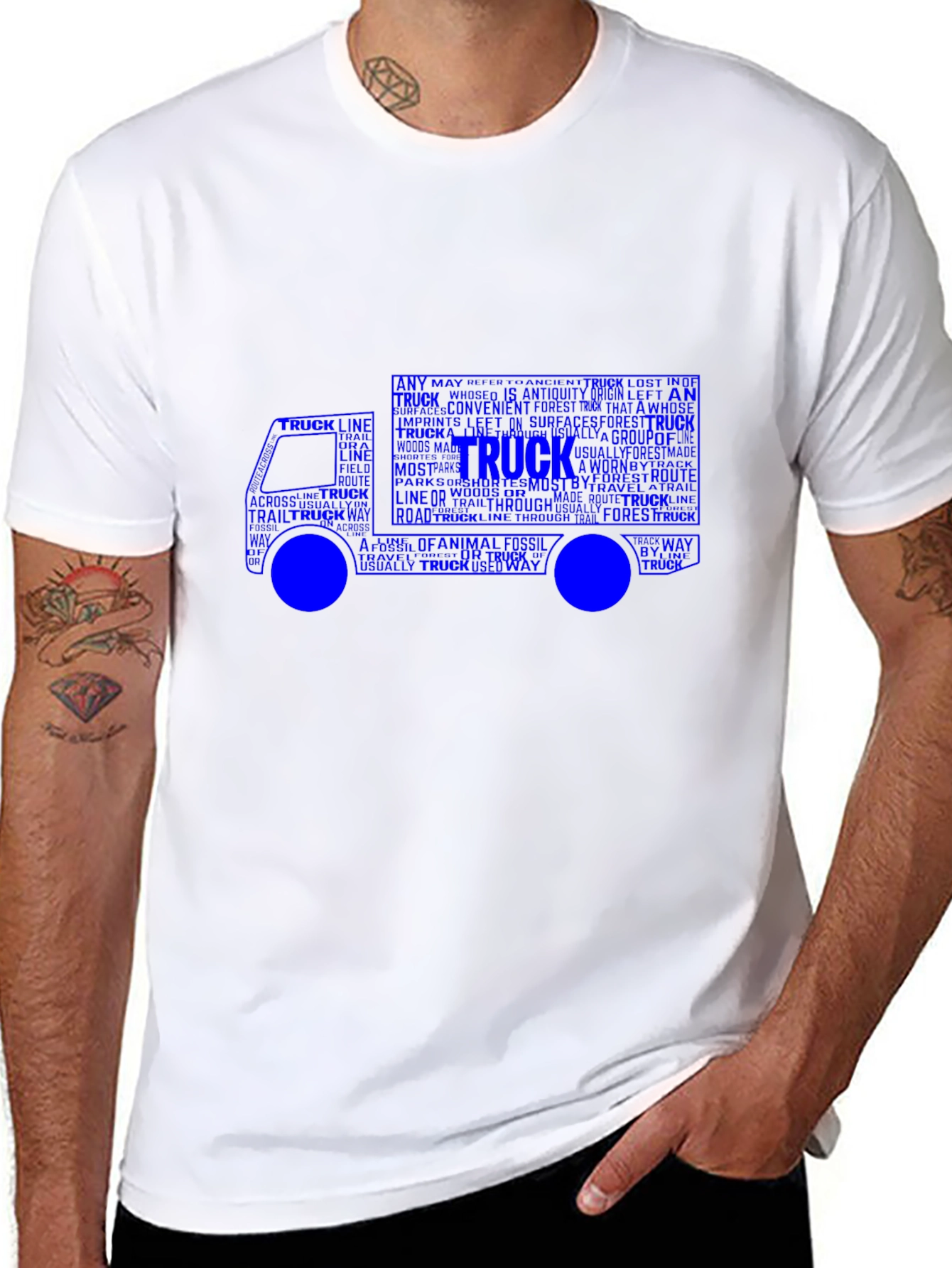 Truck Word Art Graphic T-Shirt - Black
