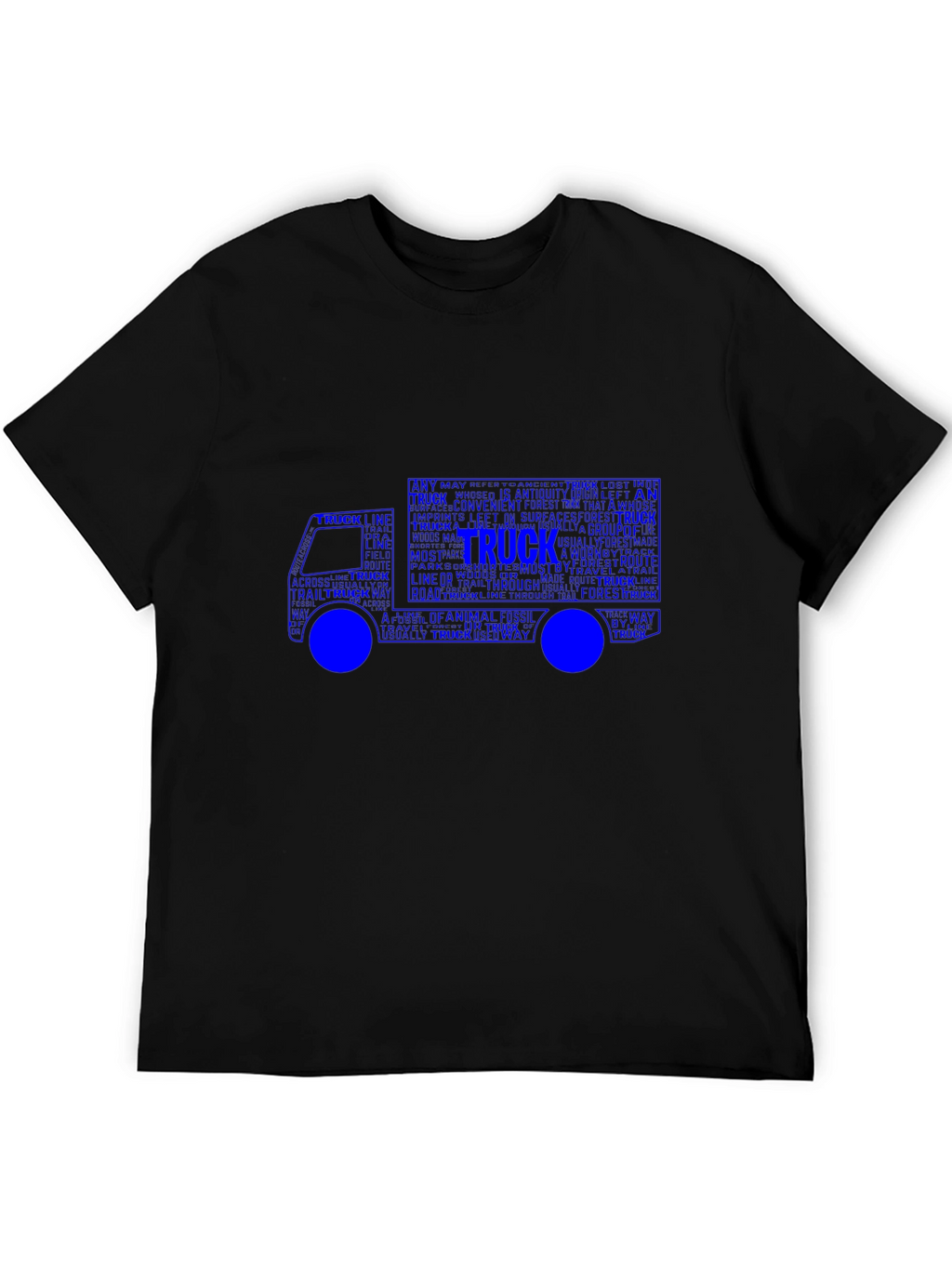 Truck Word Art Graphic T-Shirt - Black