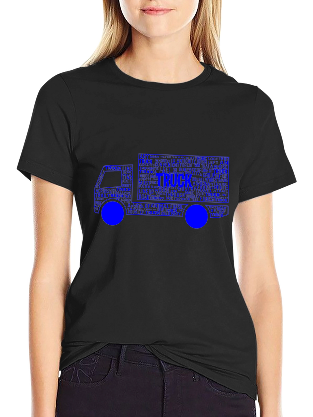 Truck Word Art Graphic T-Shirt - Black