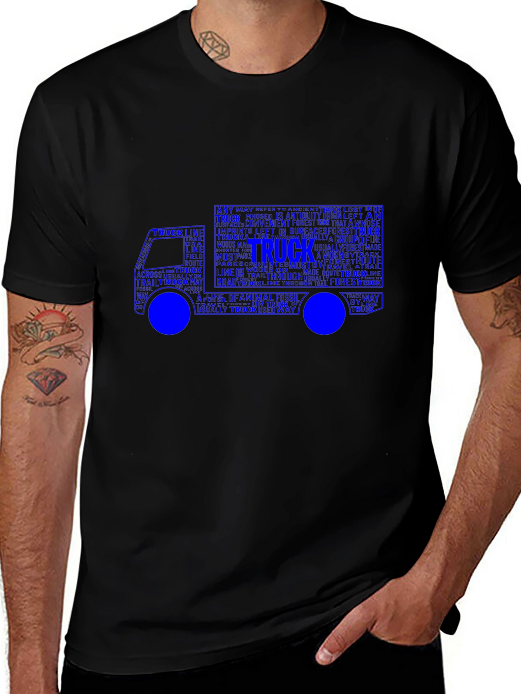 Truck Word Art Graphic T-Shirt - Black