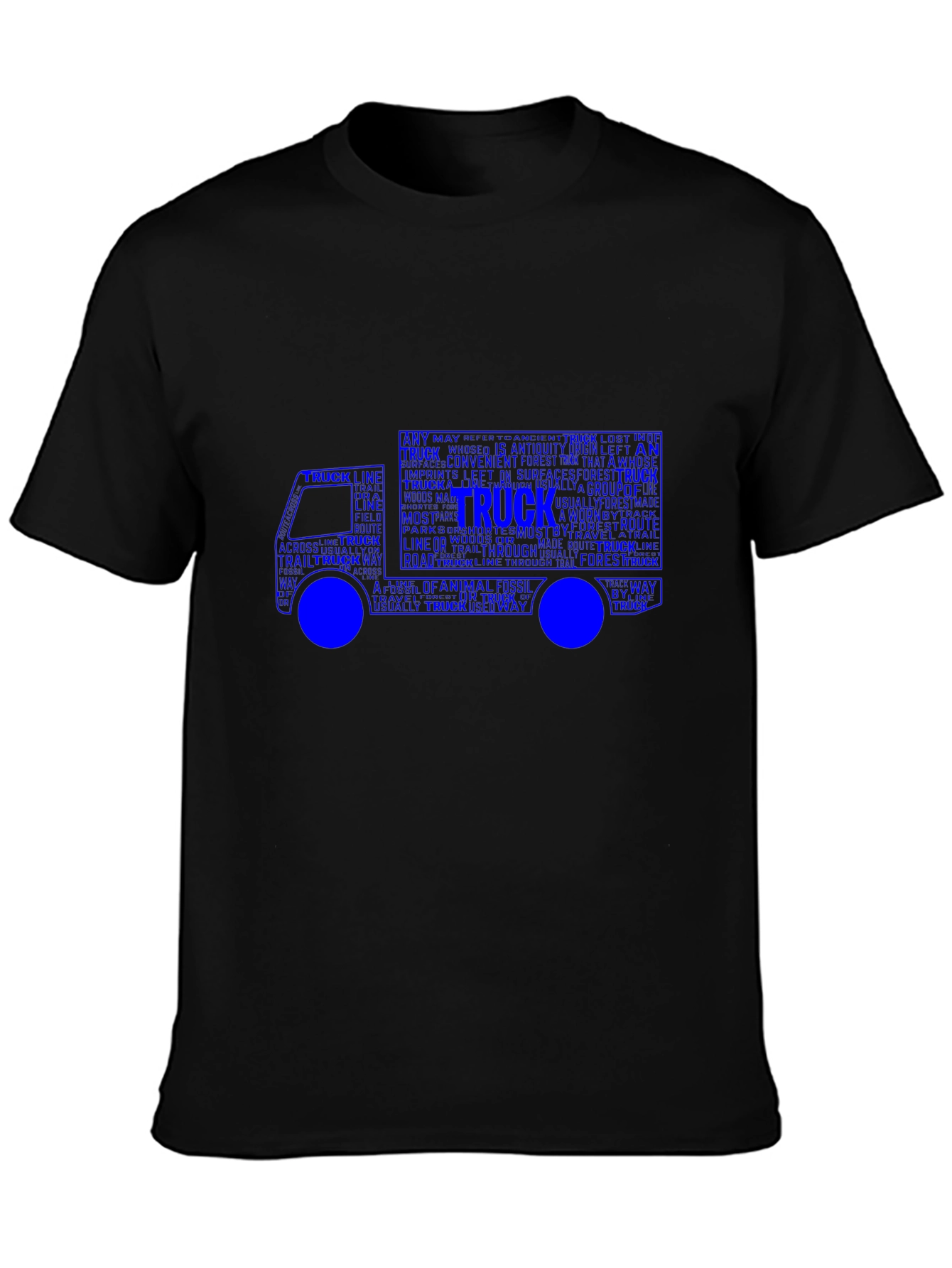 Truck Word Art Graphic T-Shirt - Black
