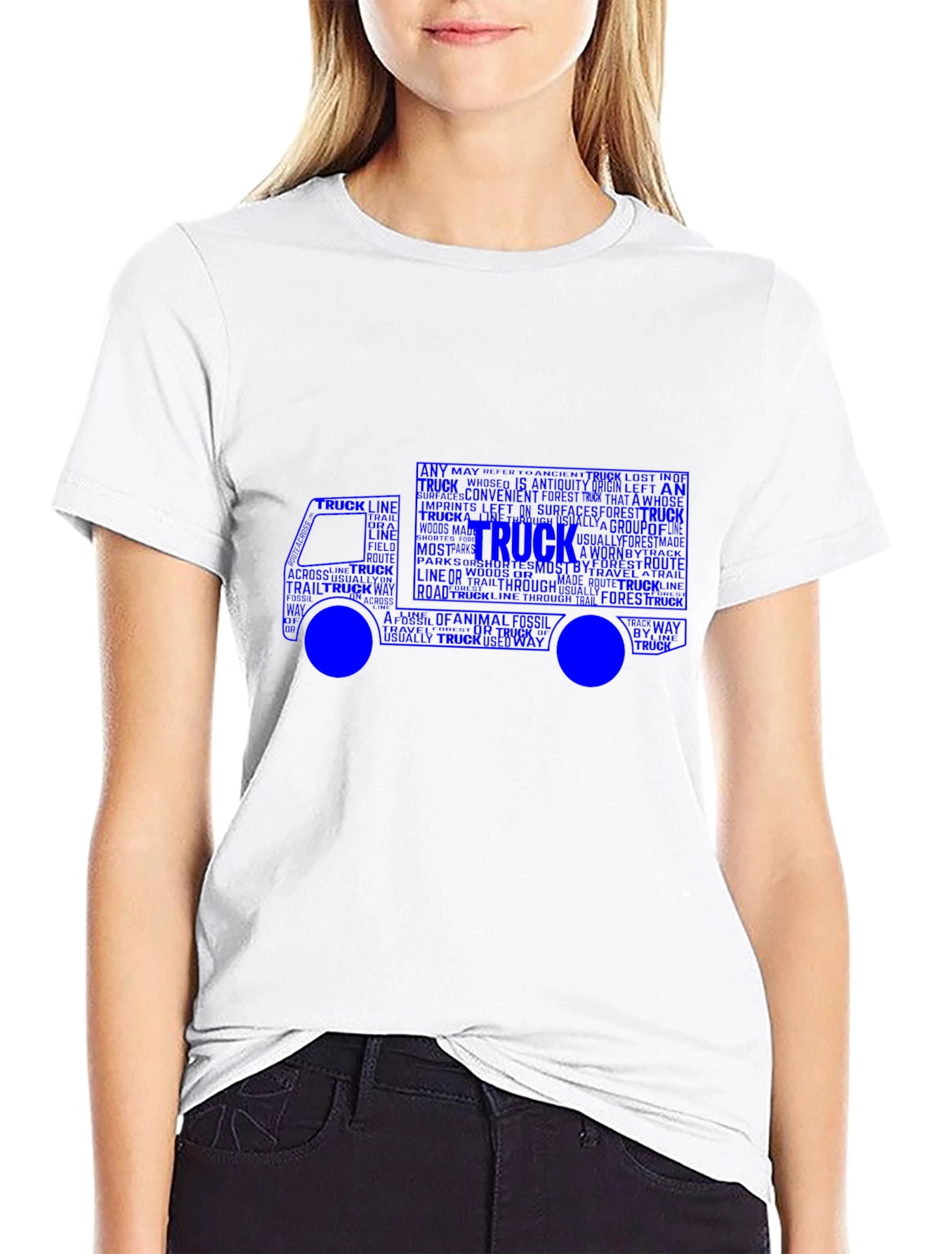 Truck Word Art Graphic T-Shirt - Black