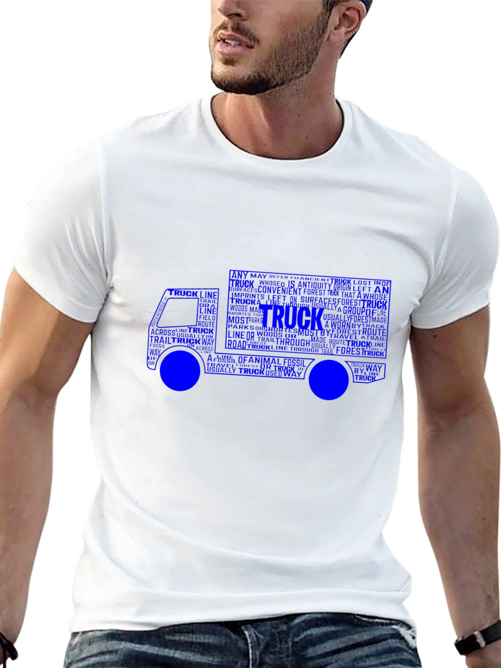 Truck Word Art Graphic T-Shirt - Black