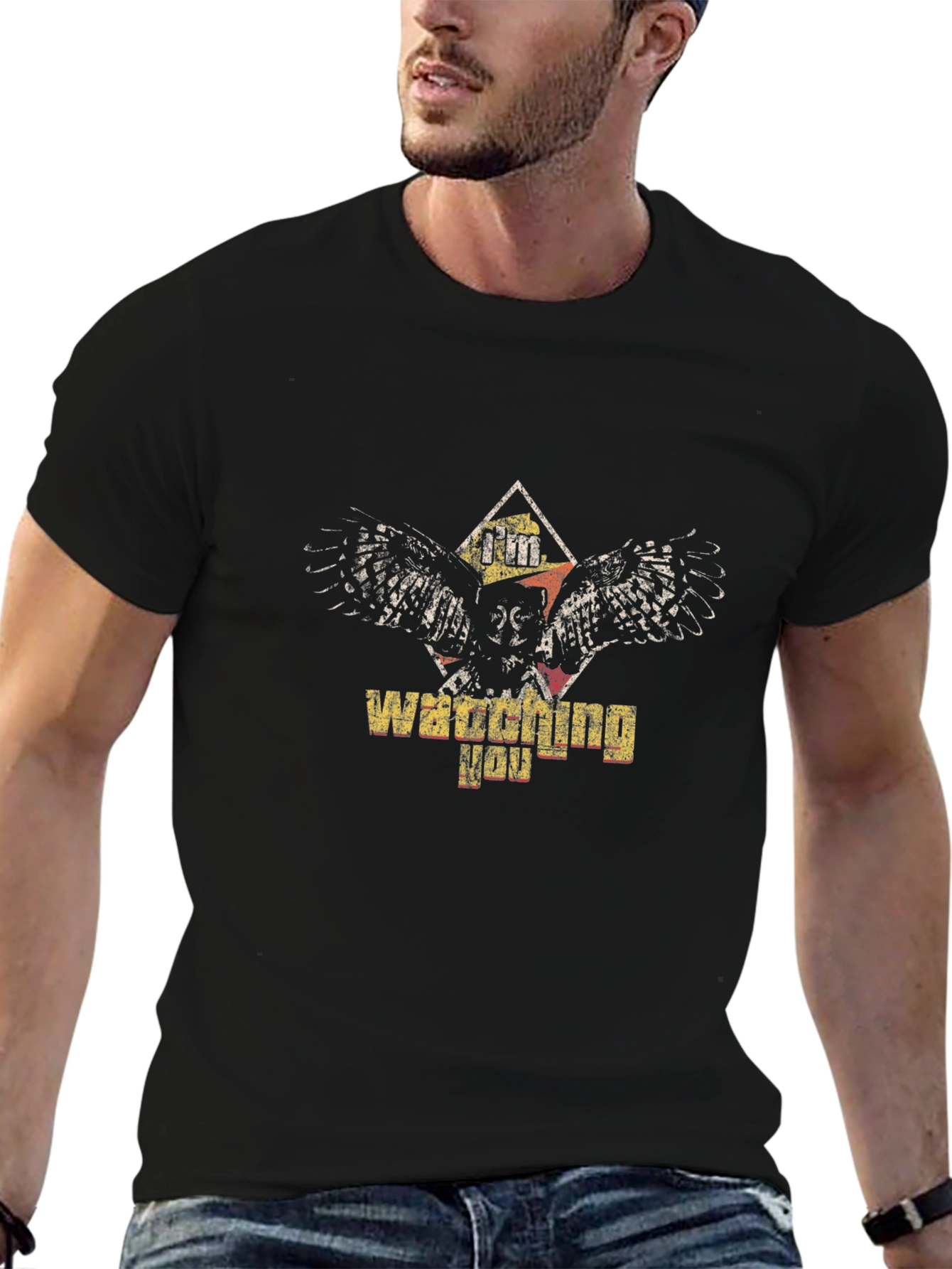 Im Watching You Owl Graphic Print Tee