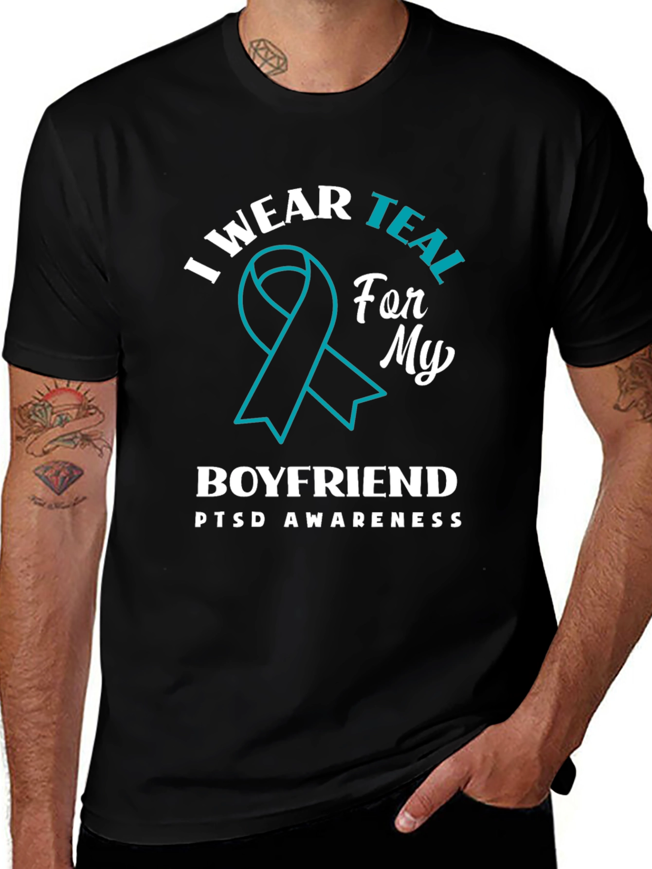 I Wear Teal For My Boyfriend PTSD Awareness T-Shirt