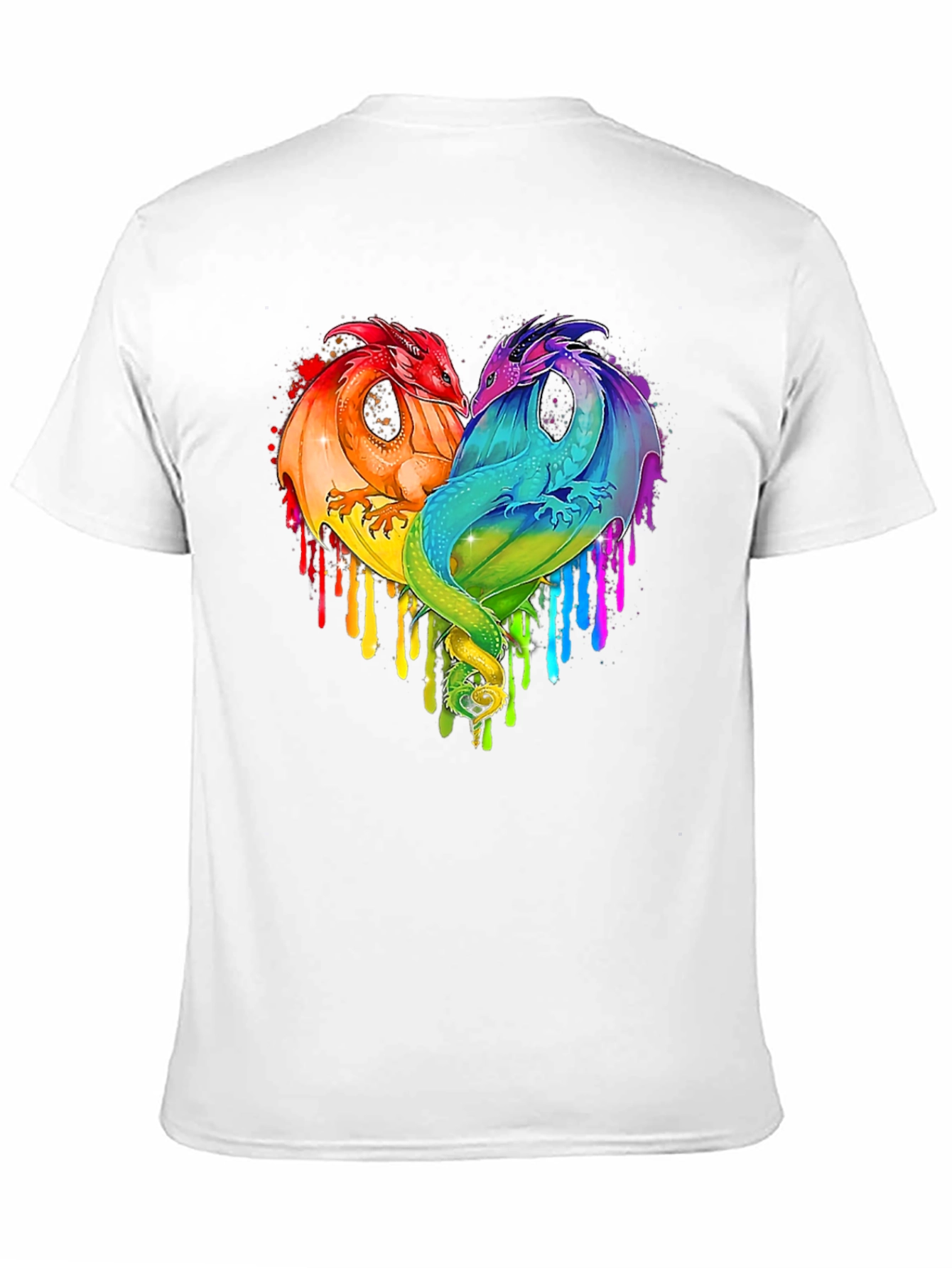 Rainbow Dragon Heart Graphic Tee - Fantasy Lovers T-Shirt