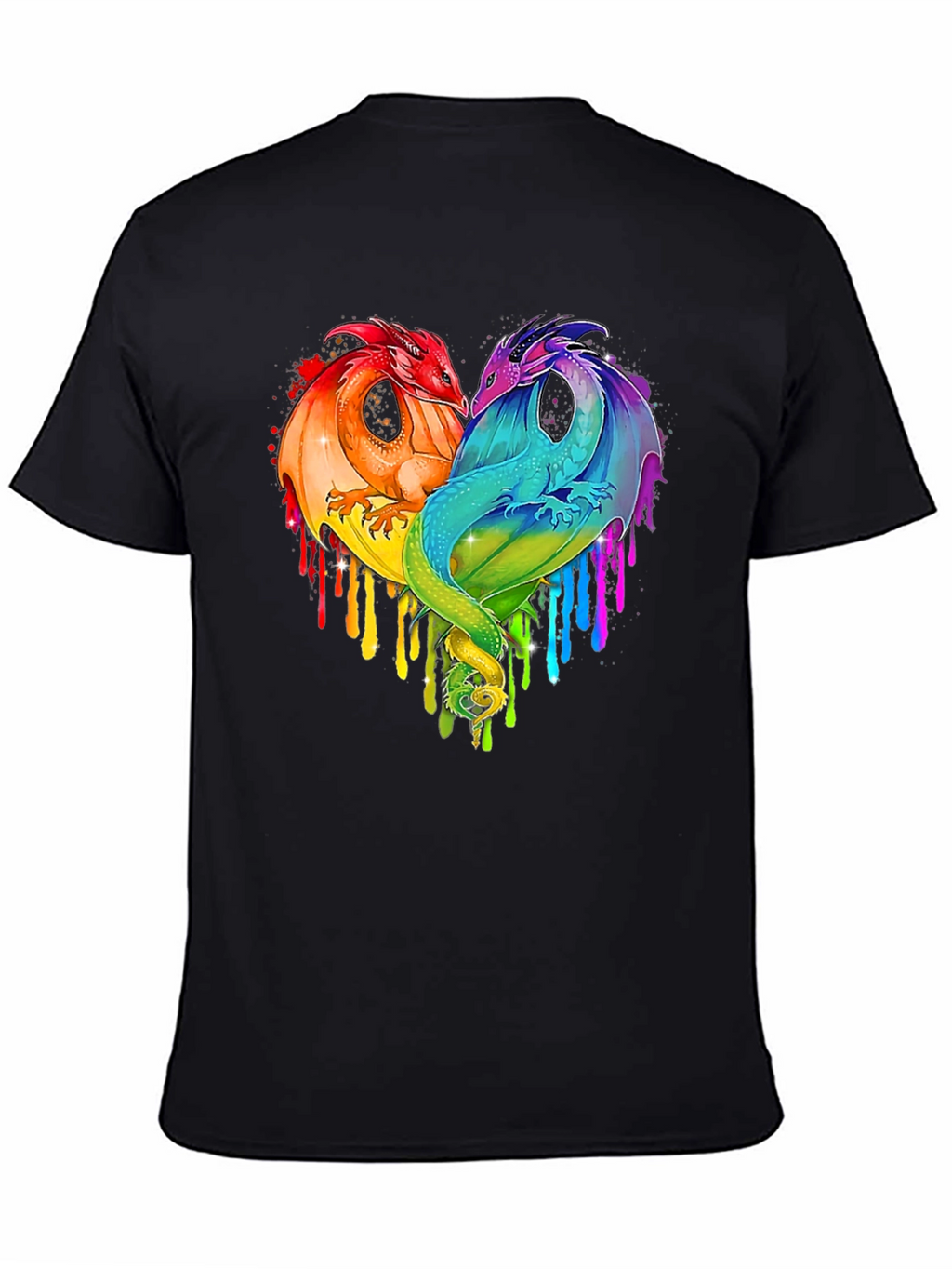Rainbow Dragon Heart Graphic Tee - Fantasy Lovers T-Shirt