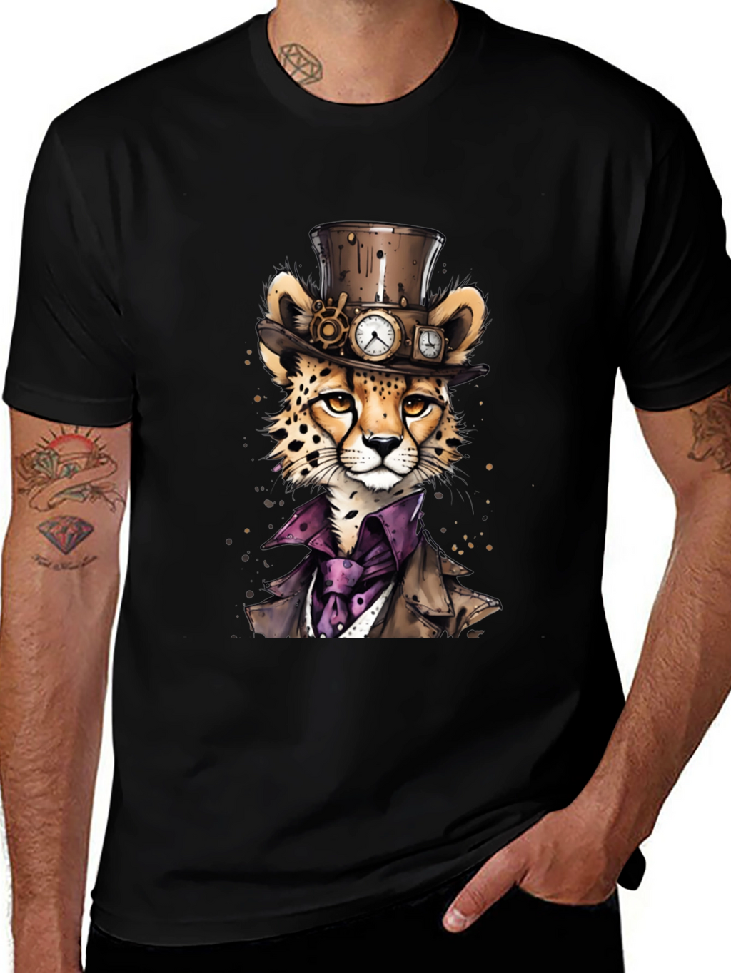 Steampunk Cheetah Graphic T-Shirt