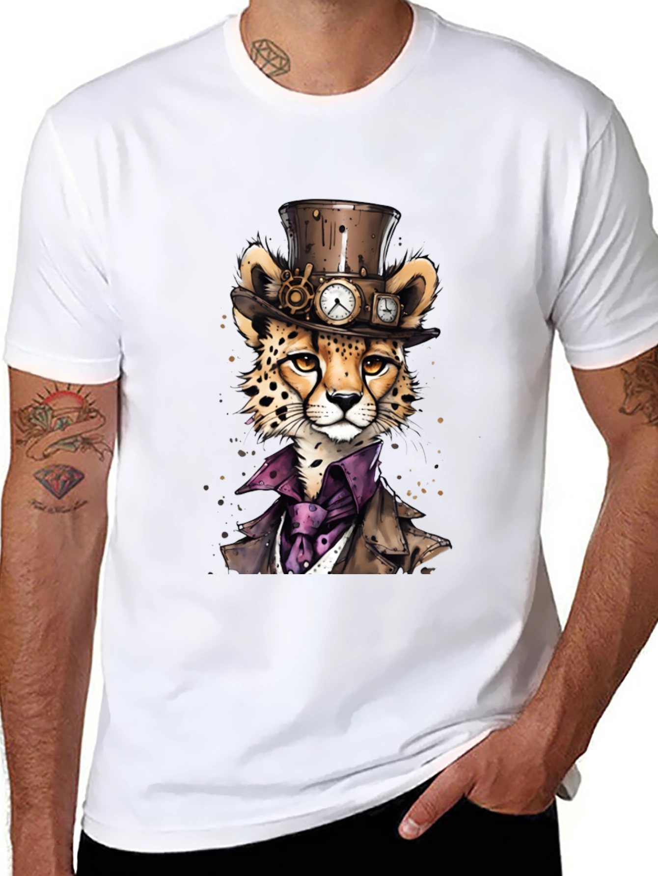 Steampunk Cheetah Graphic T-Shirt