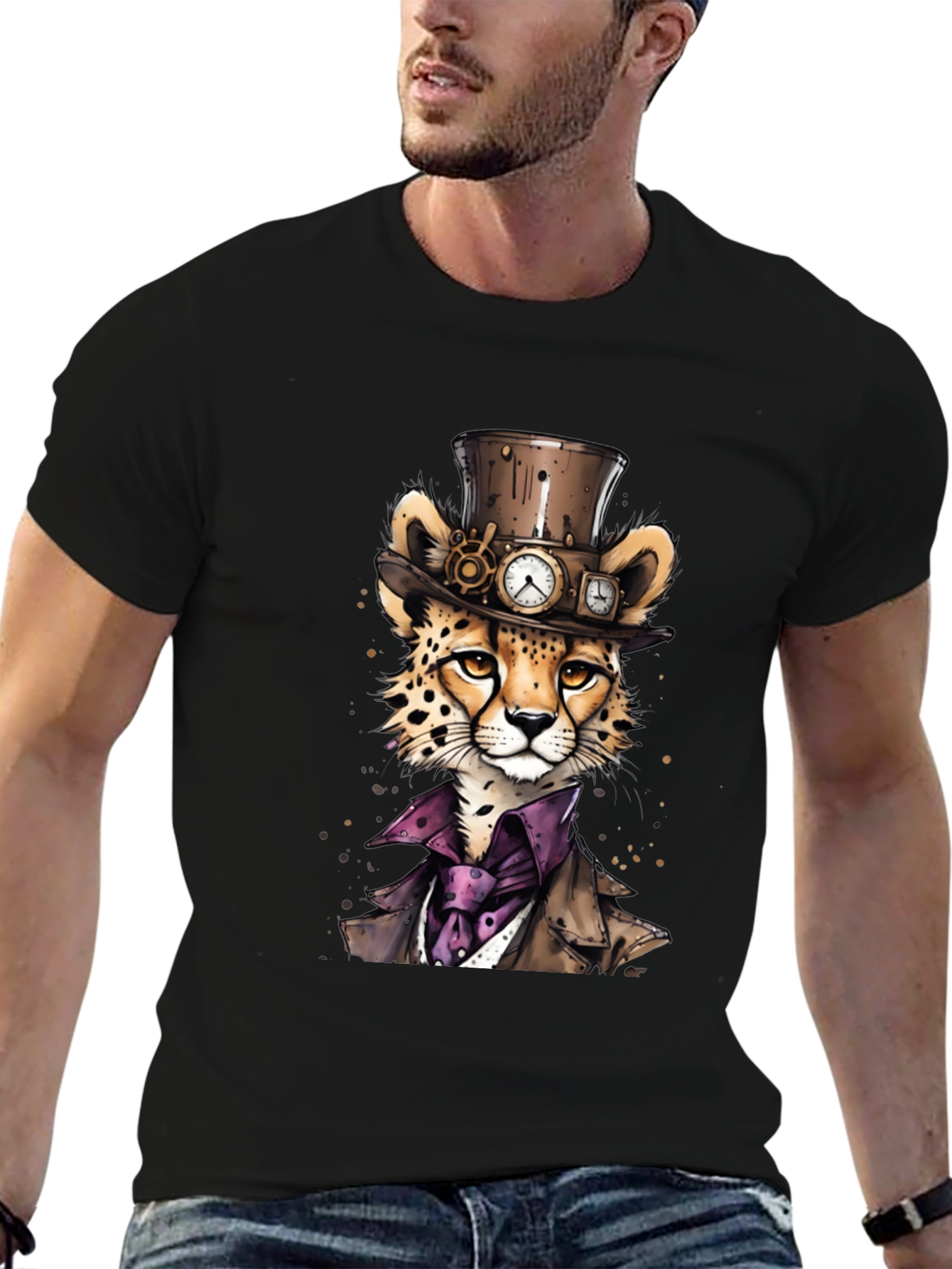 Steampunk Cheetah Graphic T-Shirt