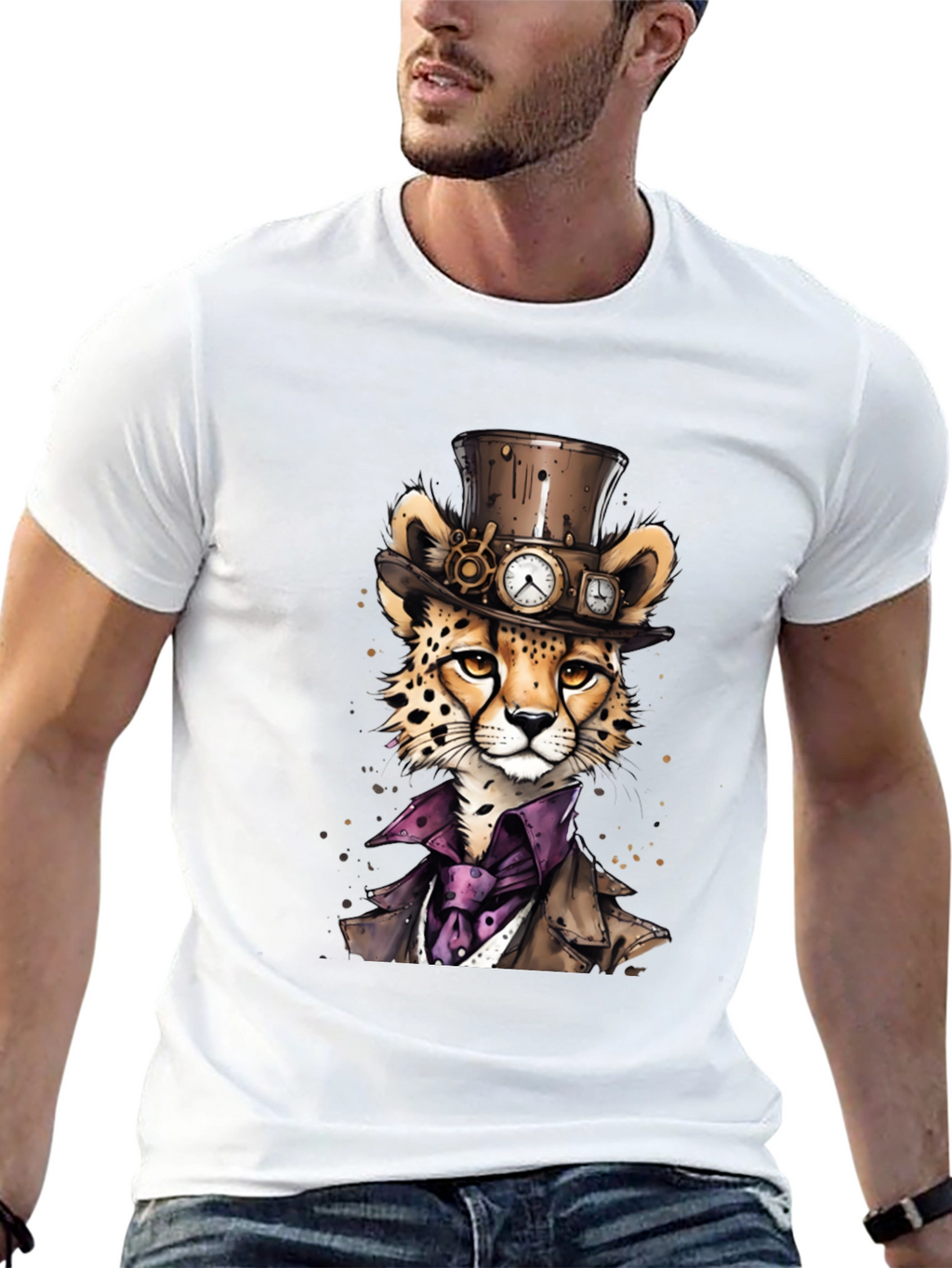 Steampunk Cheetah Graphic T-Shirt
