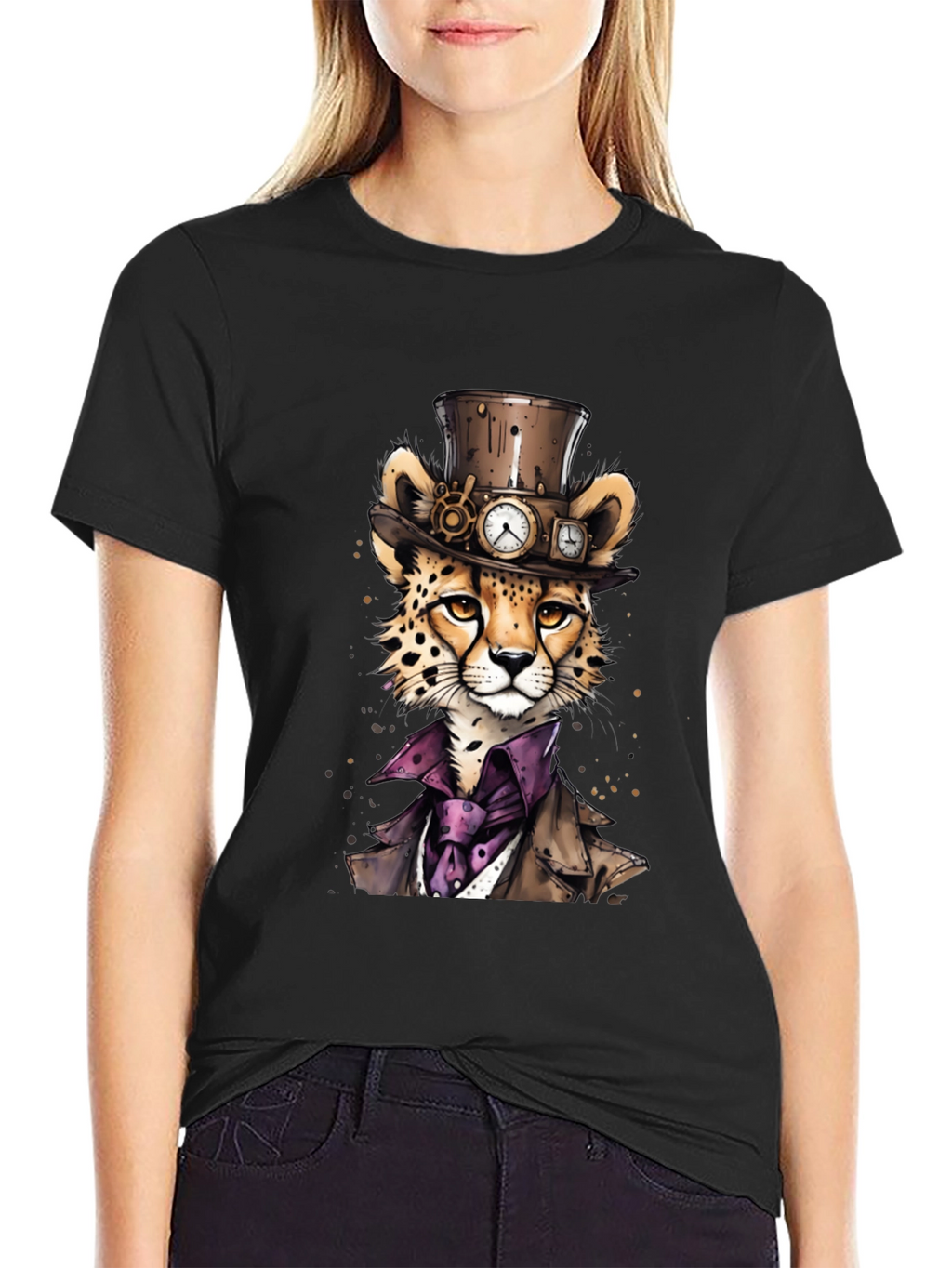 Steampunk Cheetah Graphic T-Shirt