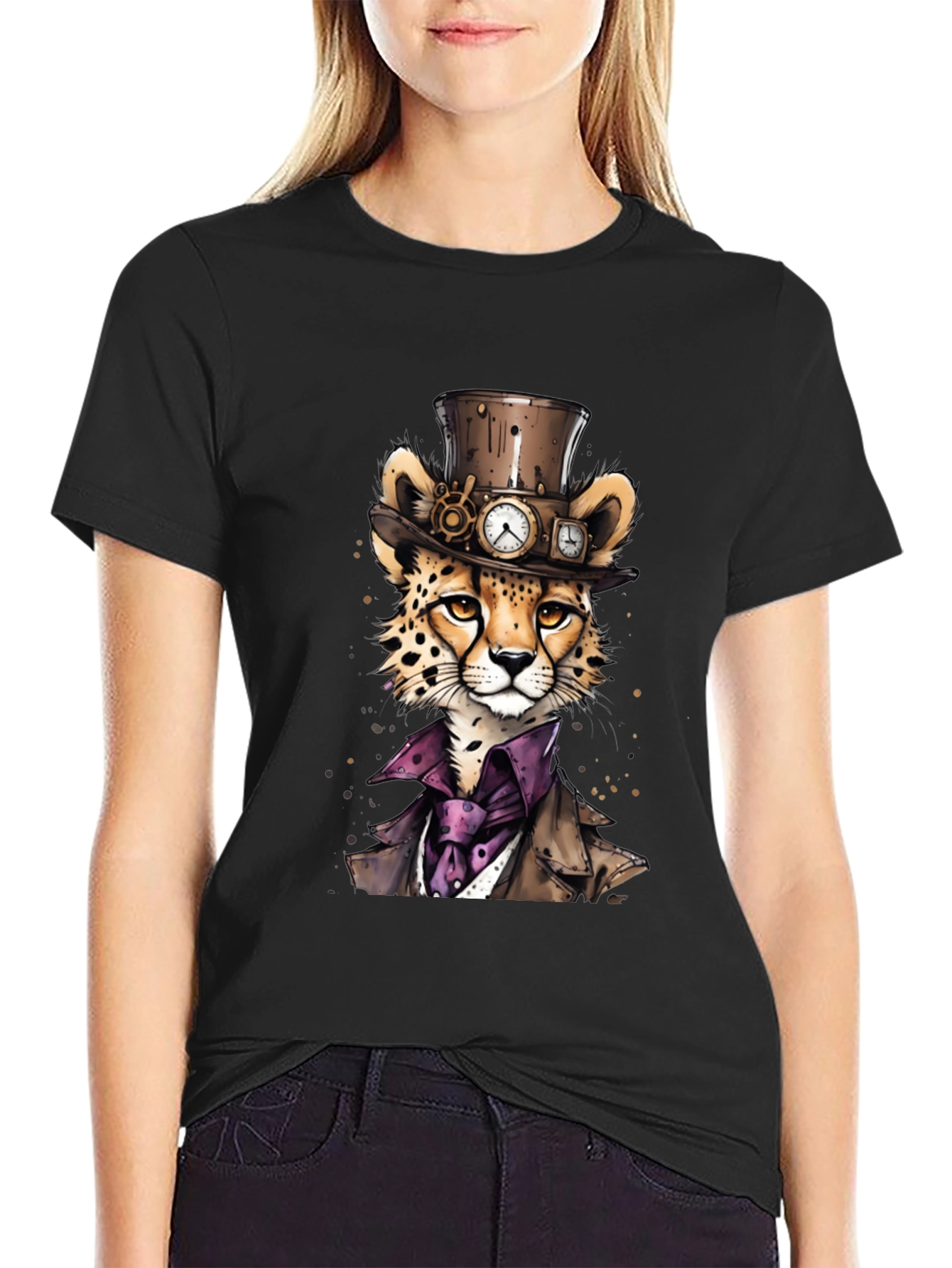 Steampunk Cheetah Graphic T-Shirt