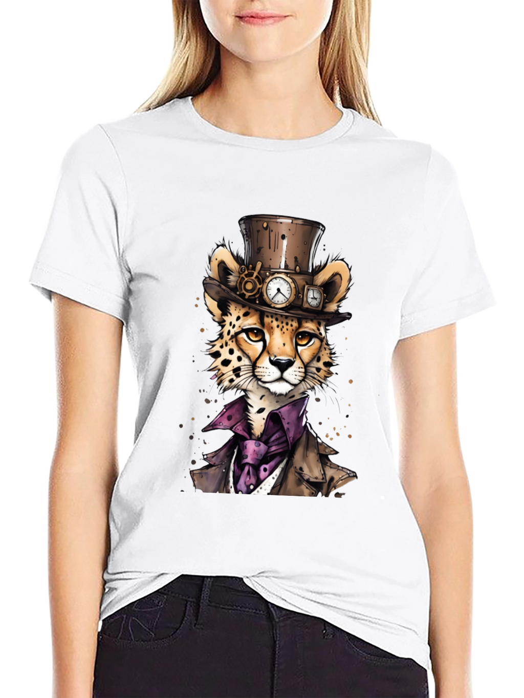 Steampunk Cheetah Graphic T-Shirt