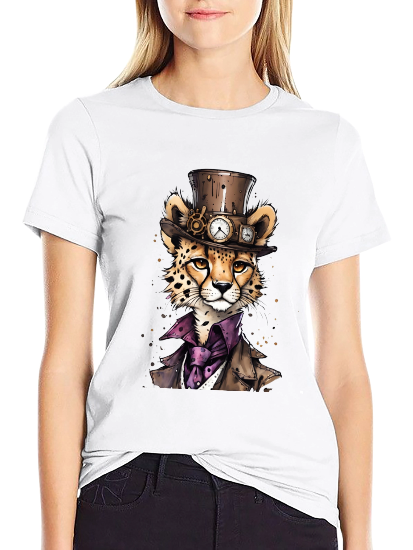 Steampunk Cheetah Graphic T-Shirt