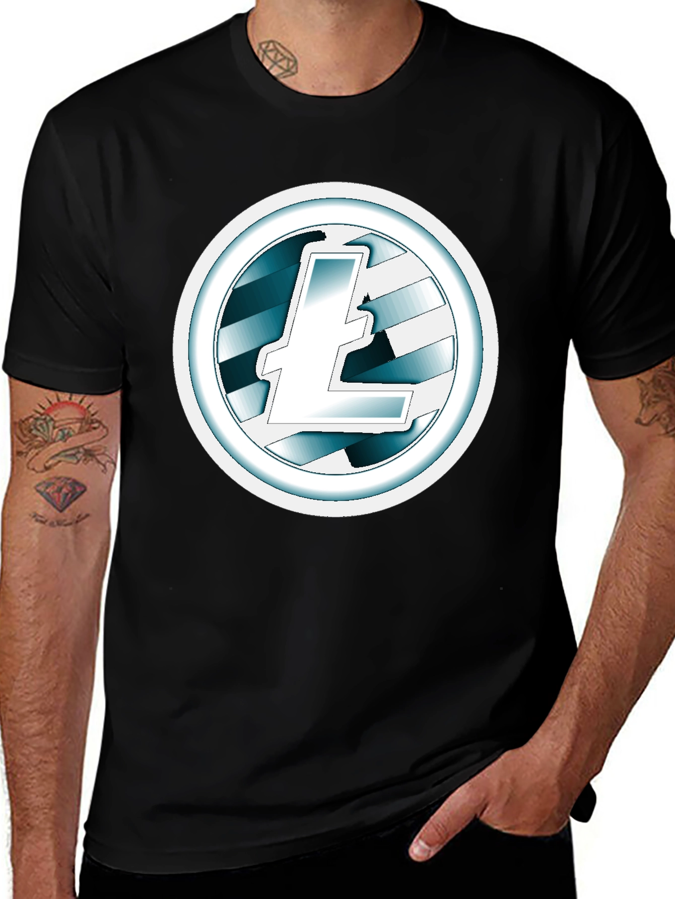 Litecoin Logo Black T-Shirt Cryptocurrency Tee