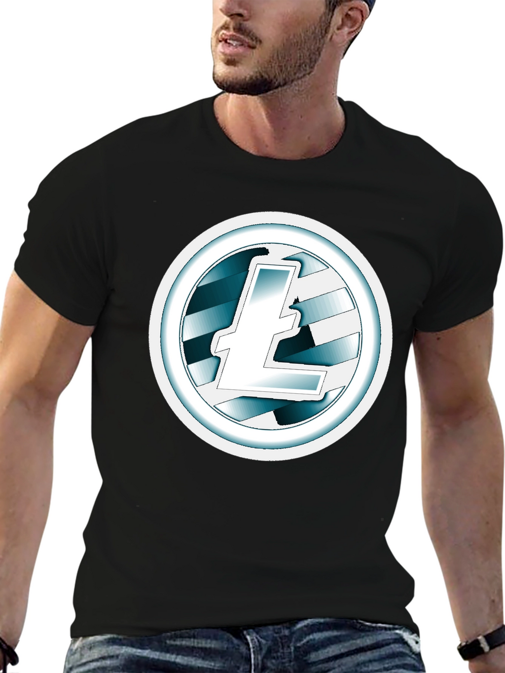 Litecoin Logo Black T-Shirt Cryptocurrency Tee