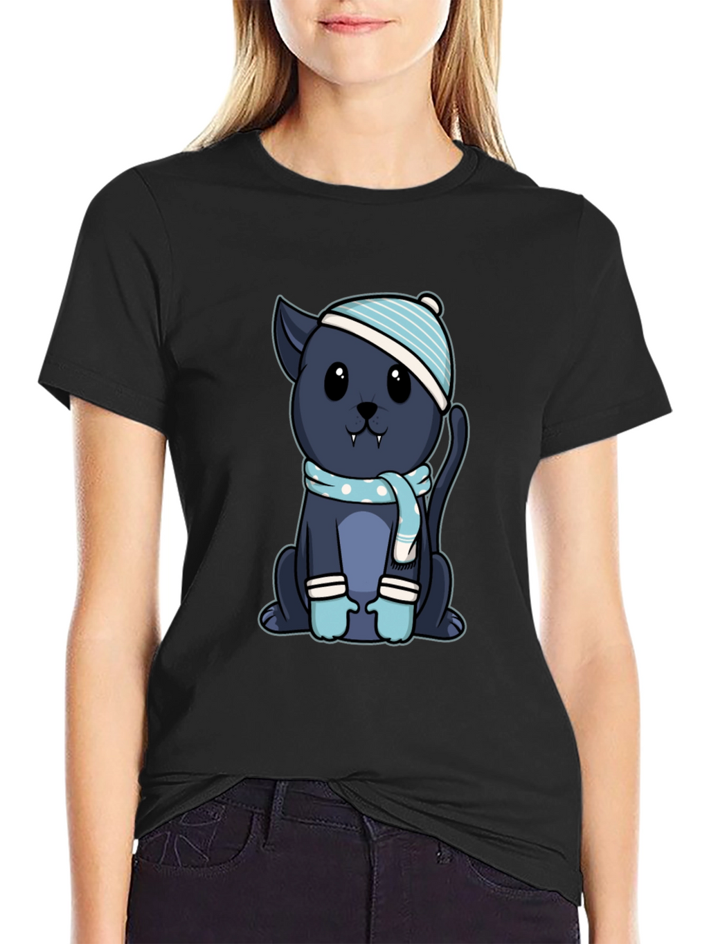 Cute Vampire Kitten T-Shirt - Winter Style