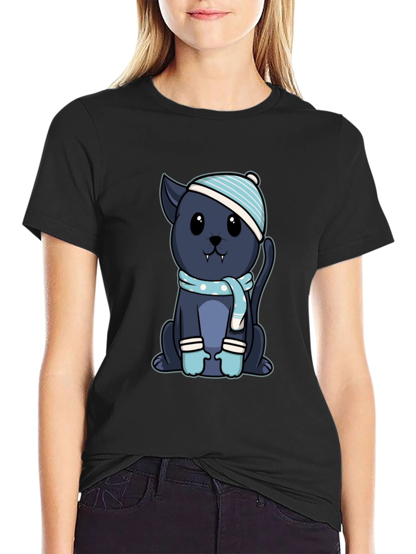 Cute Vampire Kitten T-Shirt - Winter Style