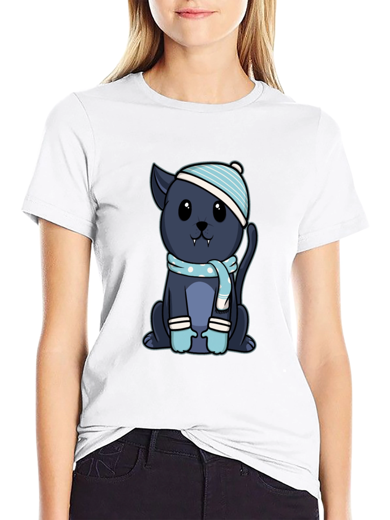 Cute Vampire Kitten T-Shirt - Winter Style