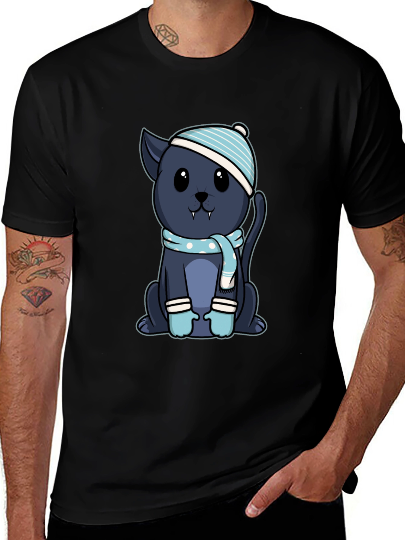 Cute Vampire Kitten T-Shirt - Winter Style