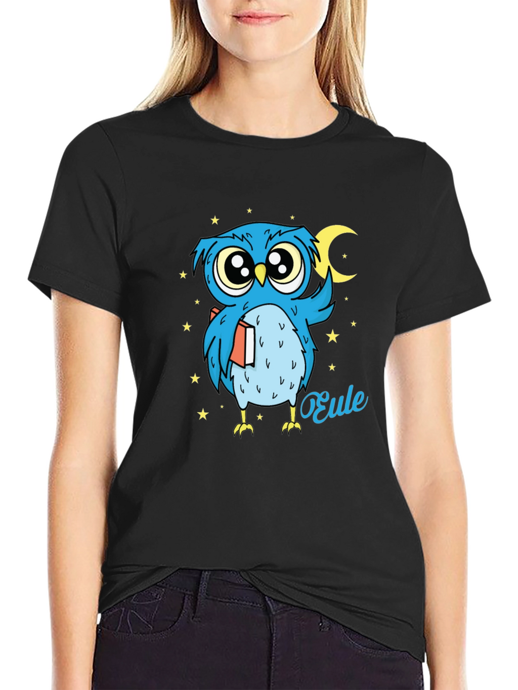 Whimsical Owl Graphic Tee - Nighttime Reader