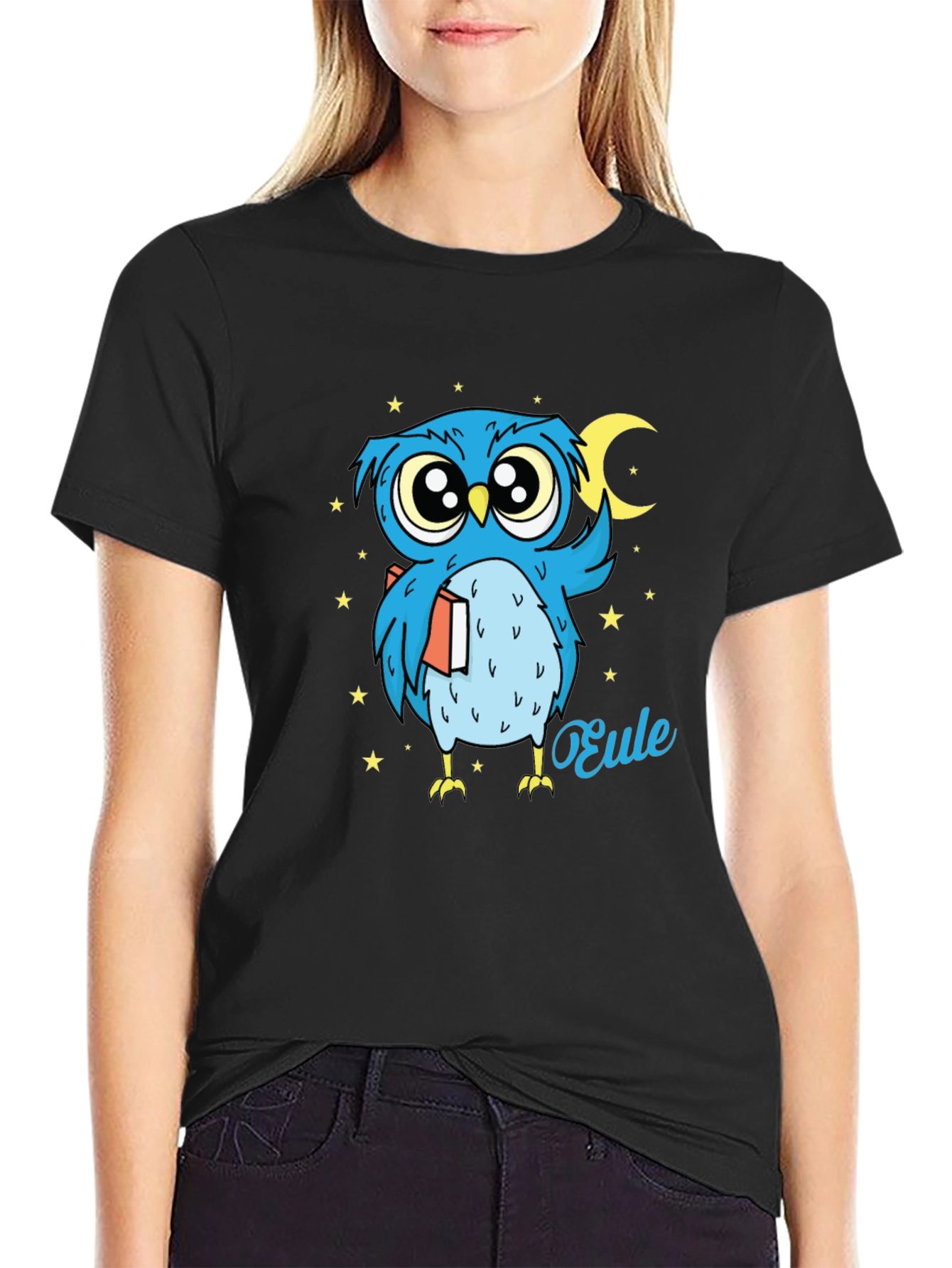 Whimsical Owl Graphic Tee - Nighttime Reader