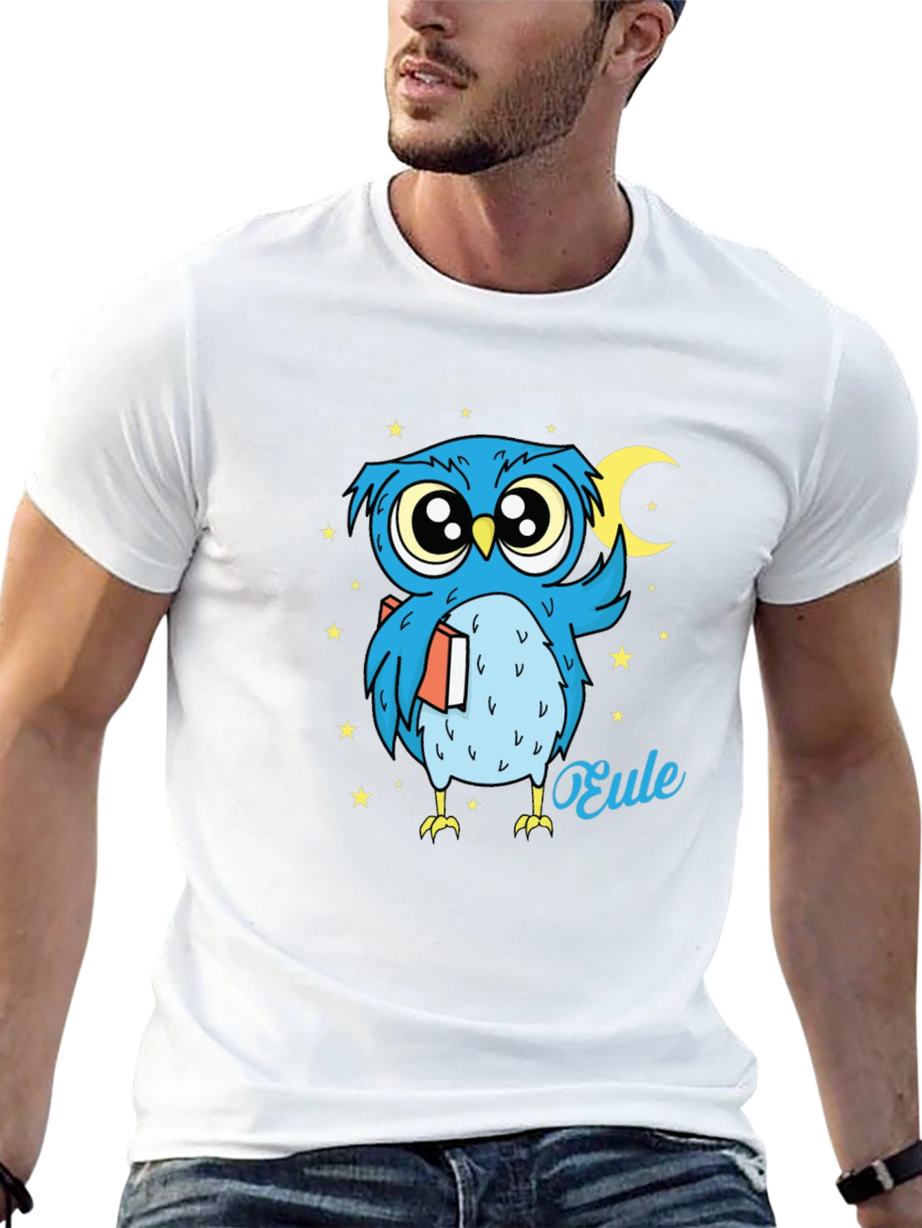 Whimsical Owl Graphic Tee - Nighttime Reader