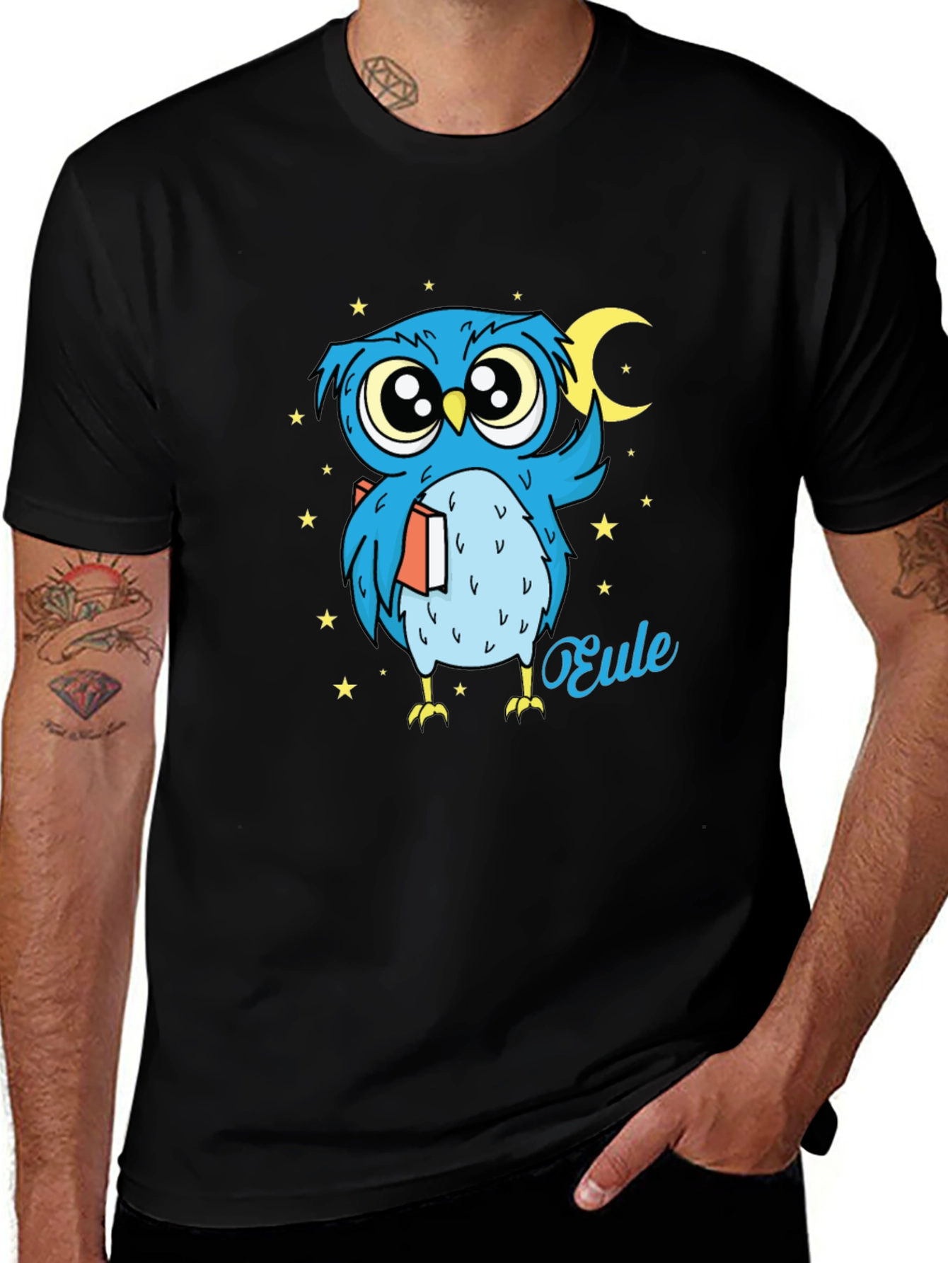 Whimsical Owl Graphic Tee - Nighttime Reader