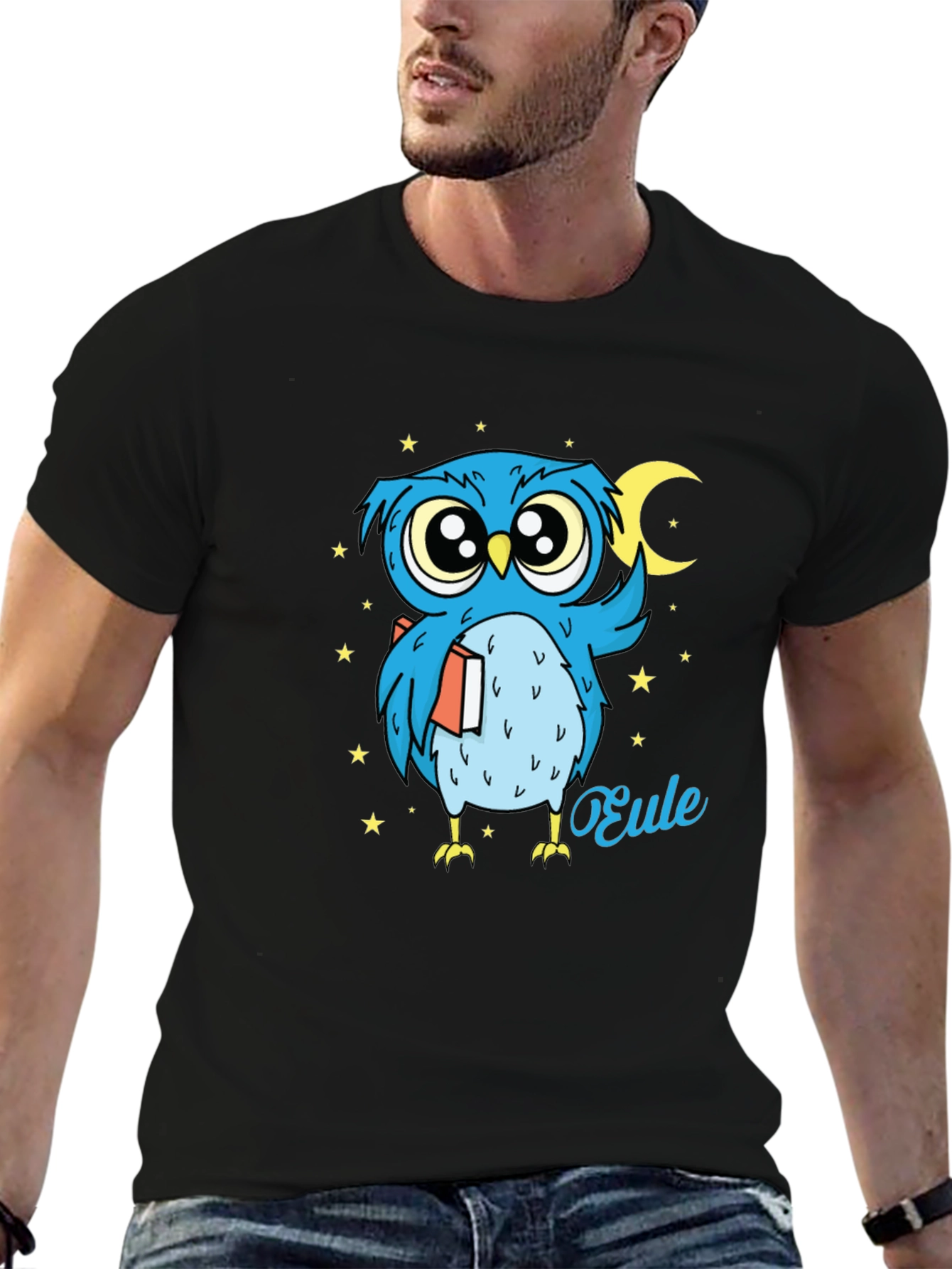 Whimsical Owl Graphic Tee - Nighttime Reader